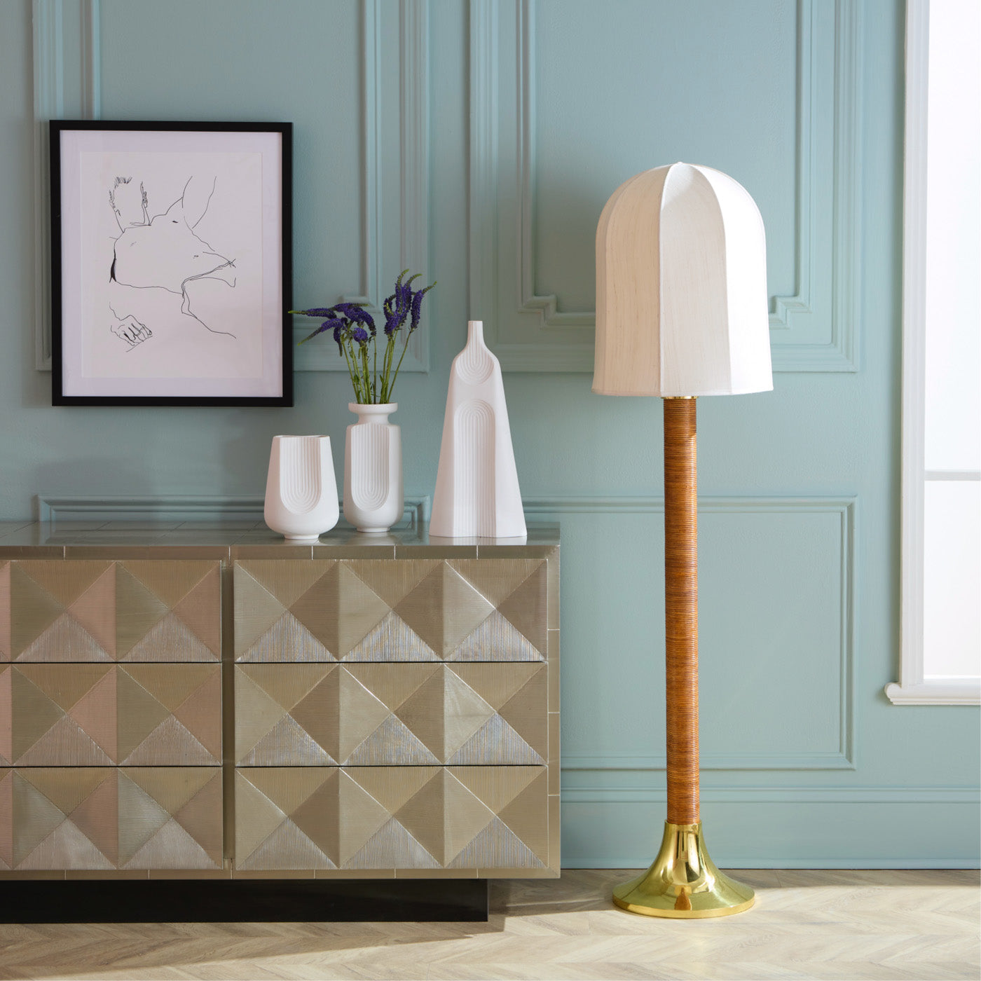 Modern Riviera Dome Floor Lamp - Adjustable Height LED Standing Light for Living Room, Bedroom & Office - Warm White & Cool White Dimmable Lighting for Home Decor & Reading