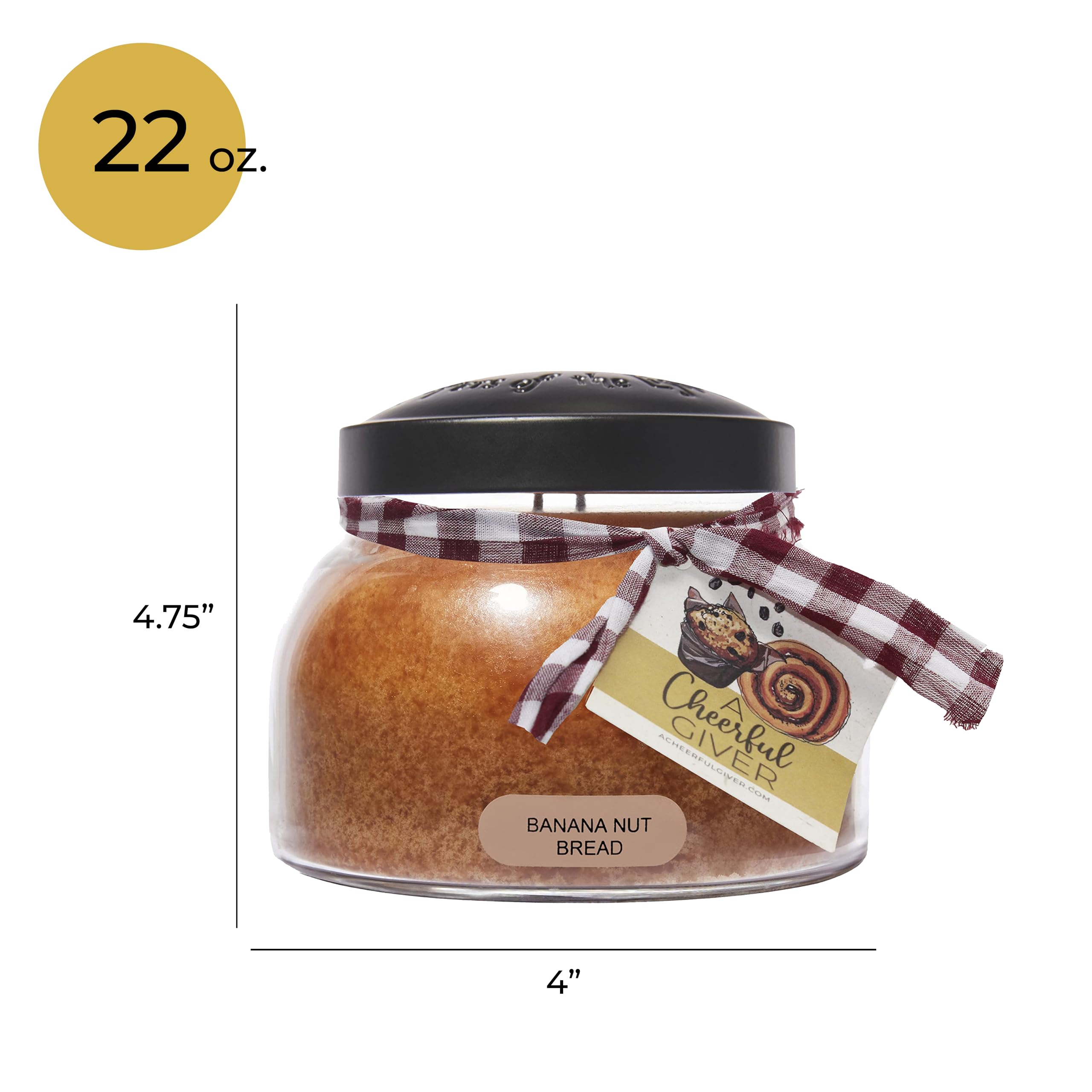 Banana Nut Bread Scented Candle 22oz - Handmade in USA with Glass Jar & Lid - Authentic Bakery Aroma for Home, Kitchen & Gift Giving - Perfect for Cozy Evenings & Holiday Decor