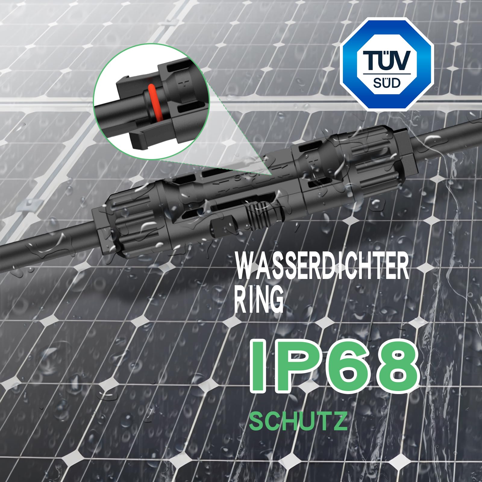 10Ft 10AWG Solar Panel Extension Cable with Tool-Free MC4 Connectors - IP68 Waterproof PV Wire for Home, RV & Boat Solar Systems - Perfect for Outdoor Solar Panel Installations and Off-Grid Power Setups