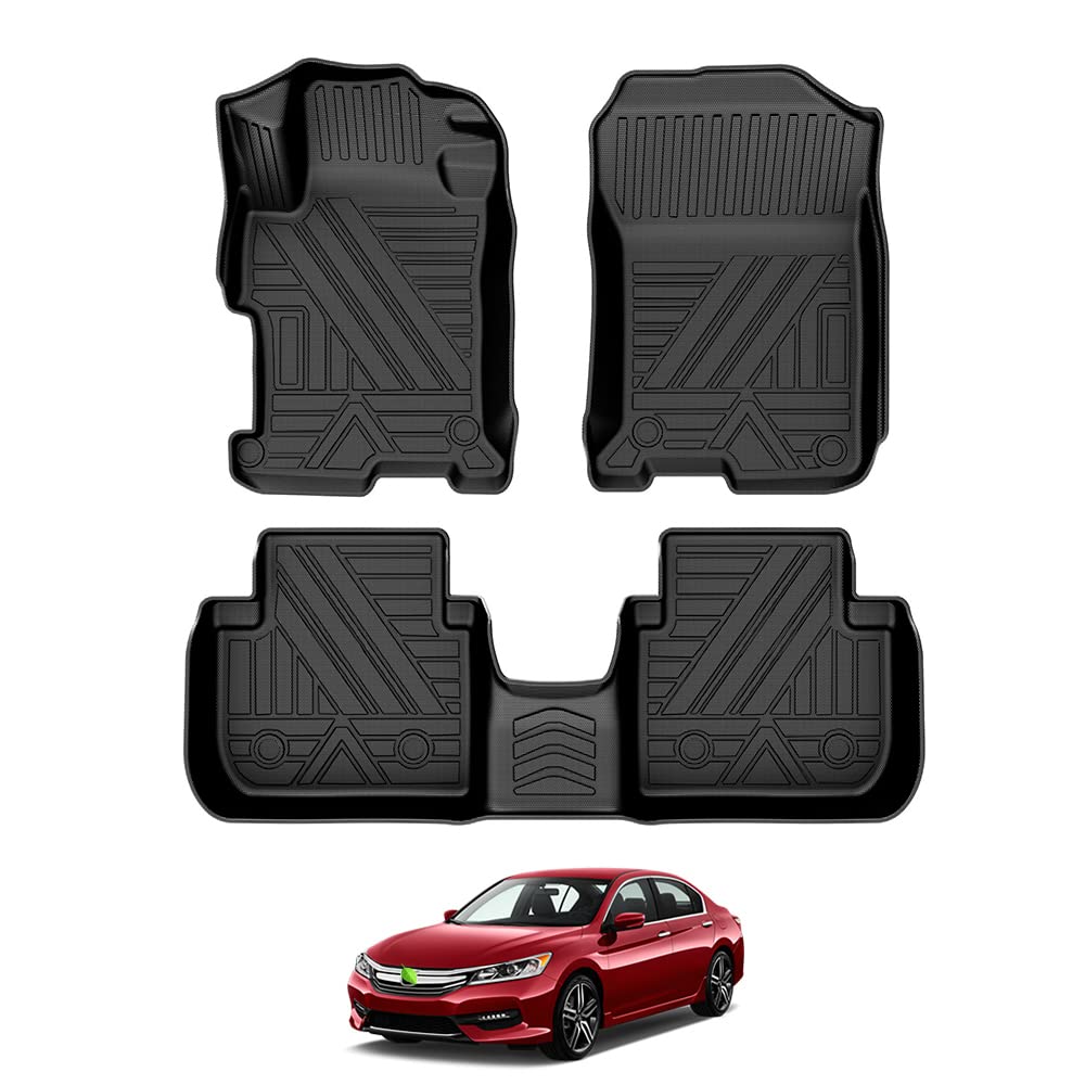 Custom Fit TPE Floor Mats for Honda Accord 2013-2017 | All-Weather Protection Non-Slip Floor Liners Set (2 Rows, Black) | Perfect for Daily Commuting & Road Trips