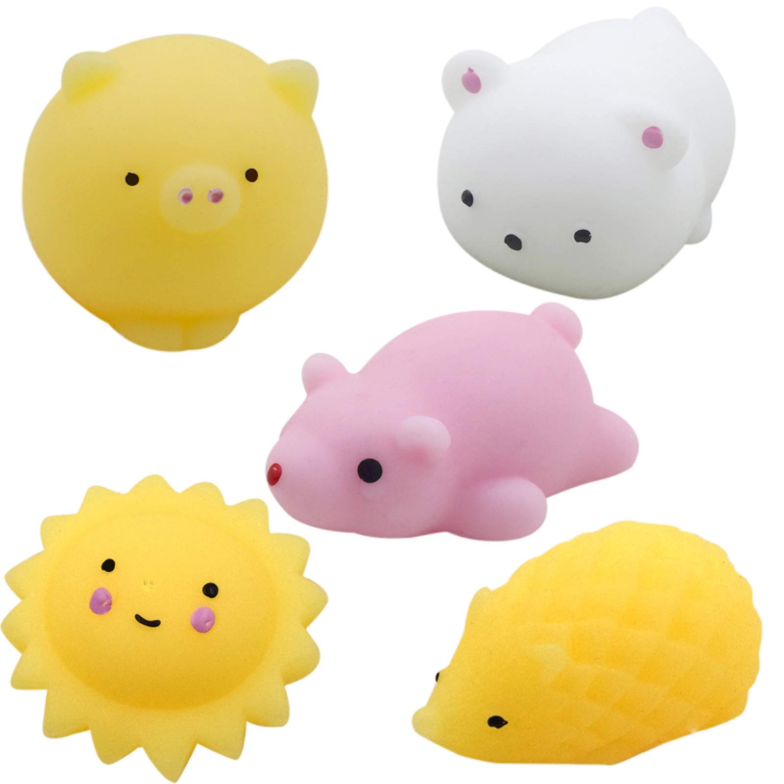 5-Pack Cute Kawaii Animal Squishy Toys – Slow Rising Stress Relief Fidget Toys for Kids & Adults, Party Favors, Birthday Gifts, Office & Home Relaxation (Cat, Panda, Bunny, Fox, Sloth)