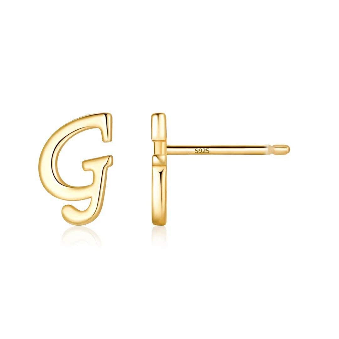 Initial Stud Earrings for Women - S925 Sterling Silver Post, 14K Gold Plated Tiny Letter Earrings | Hypoallergenic, Personalized Jewelry Gift for Her | Perfect for Everyday Wear, Birthdays & Special Occasions