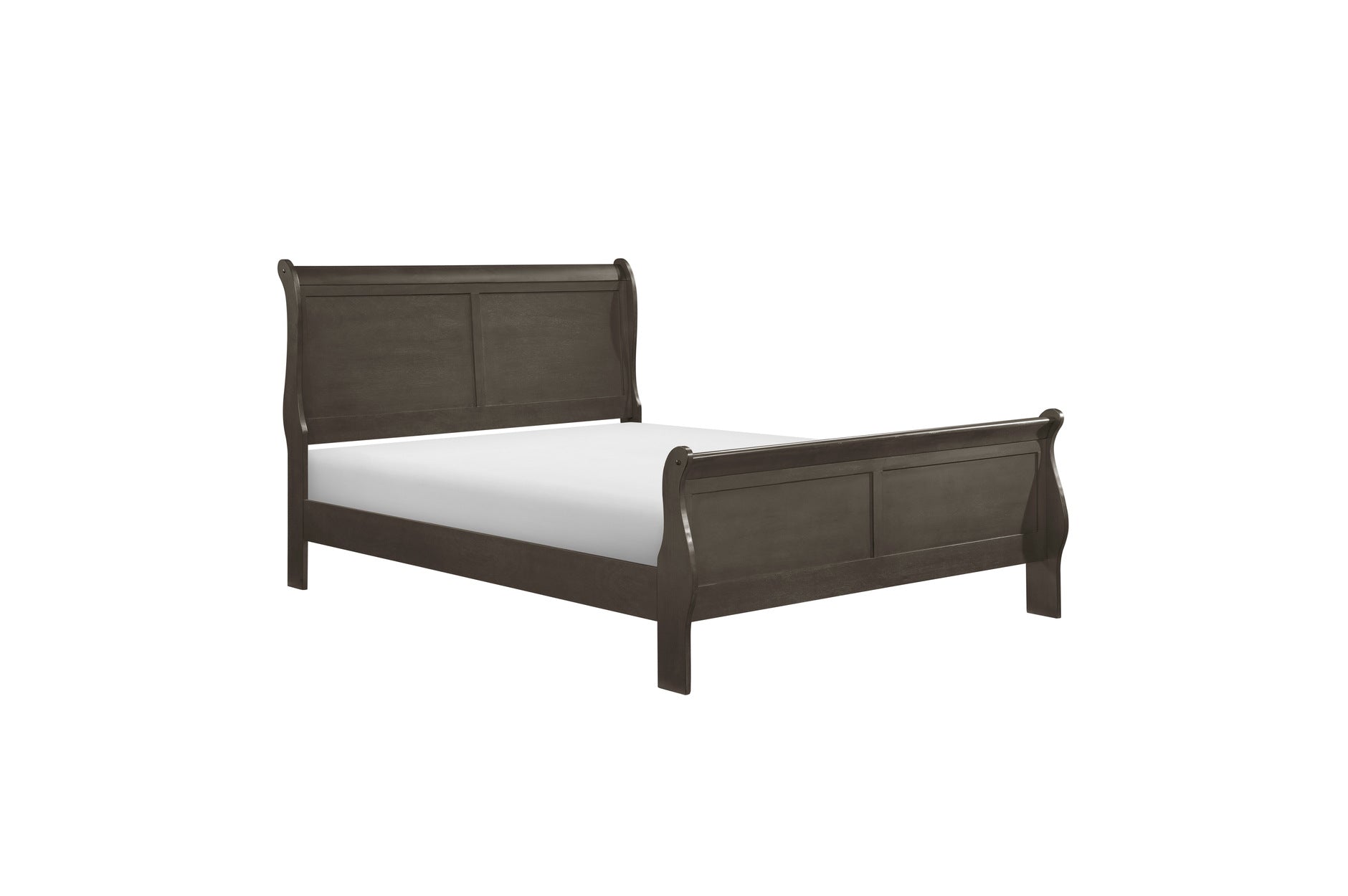 Coastal Grey Sleigh Bed Frame with Headboard & Footboard - Queen Size Bedroom Furniture Set for Master Bedroom & Guest Room - Modern Farmhouse Style Bed with Sturdy Wood Construction