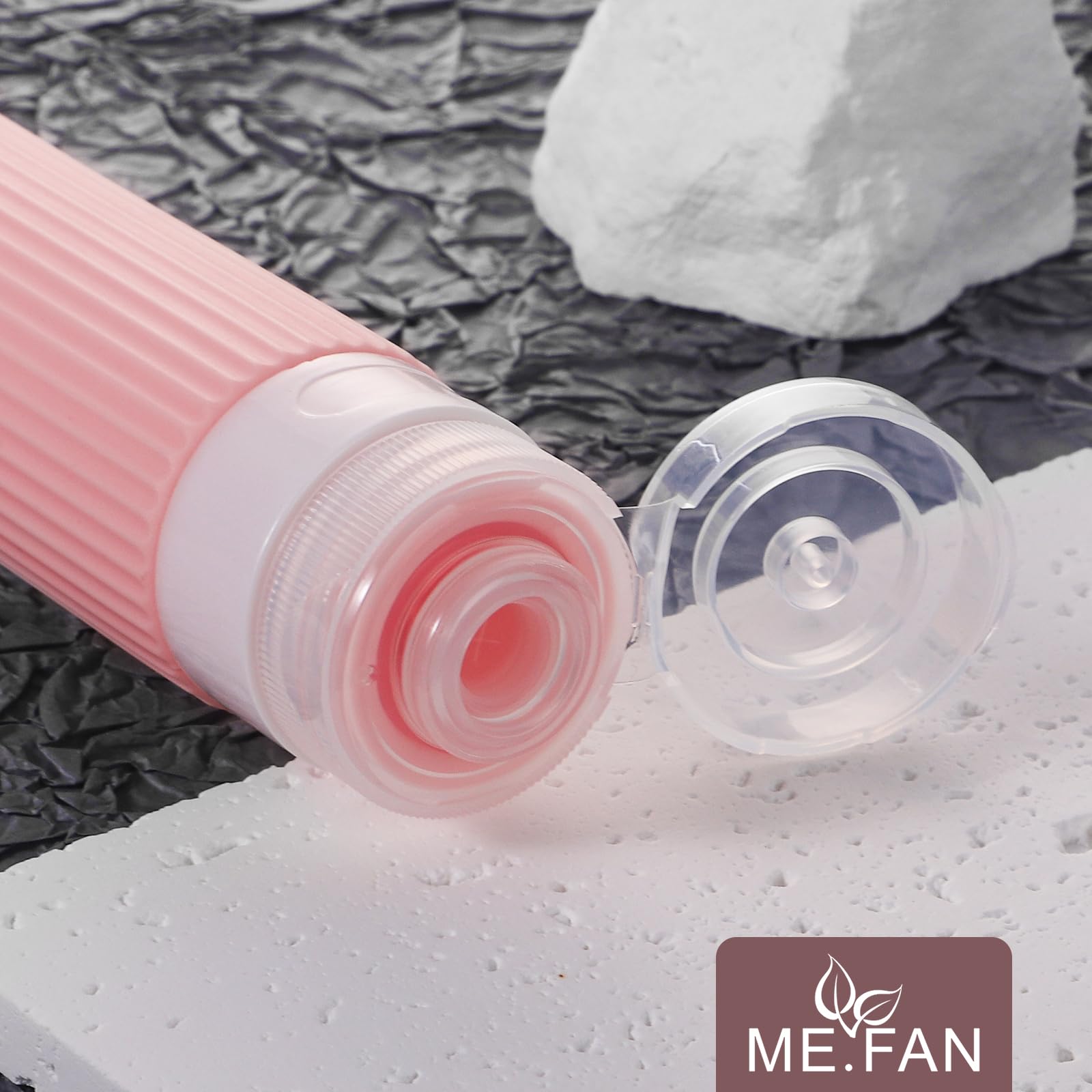 ME.FAN TSA Approved 3oz Silicone Travel Bottles (4-Pack) - Leak-Proof Toiletry Containers for Shampoo, Conditioner & Lotion | Portable Cosmetic Bottles for Air Travel, Gym & Vacation | Pink