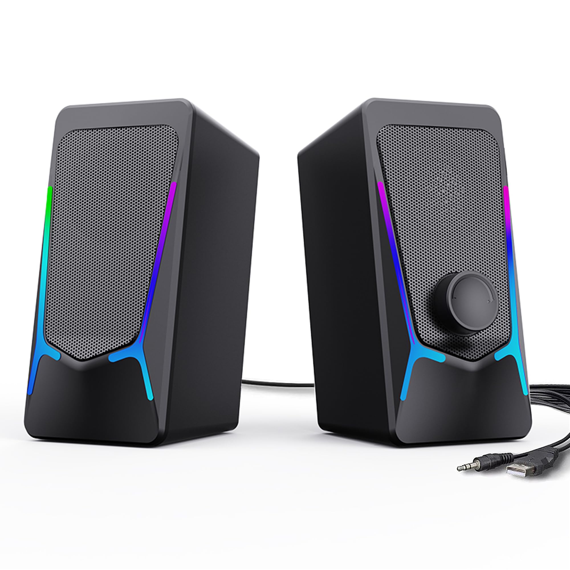 ROSON Computer Speakers for Gaming & Multimedia - USB Powered 2.0 Stereo PC Speakers with Enhanced Bass & Volume Control - Compatible with Laptop, Desktop, Tablet & Phone - Perfect for Gaming, Movies & Music Streaming