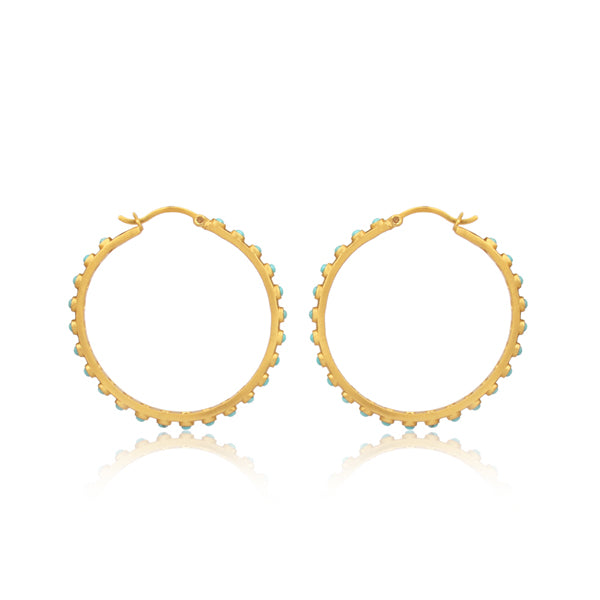 Stylish Turquoise Hoop Earrings for Women - Boho Chic Dangle Earrings for Everyday Wear & Special Occasions