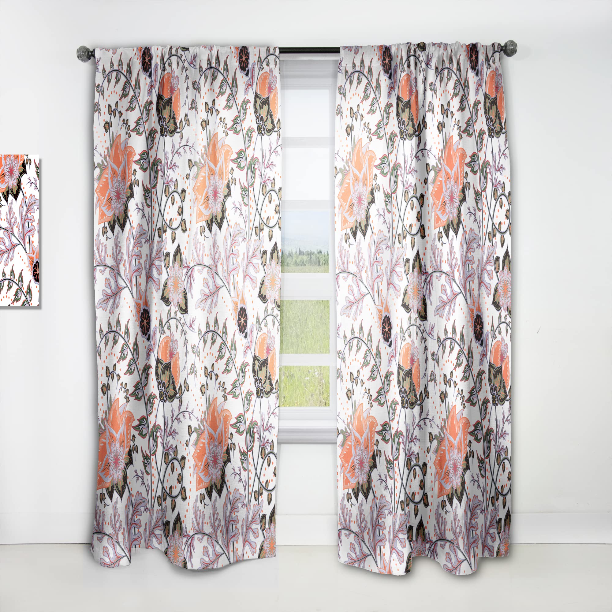 Vintage Floral Blackout Curtains for Bedroom & Living Room - Thermal Insulated Window Drapes with Decorative Pattern - 52x120 Inches Single Panel for Home Decor, Noise Reduction & Light Blocking