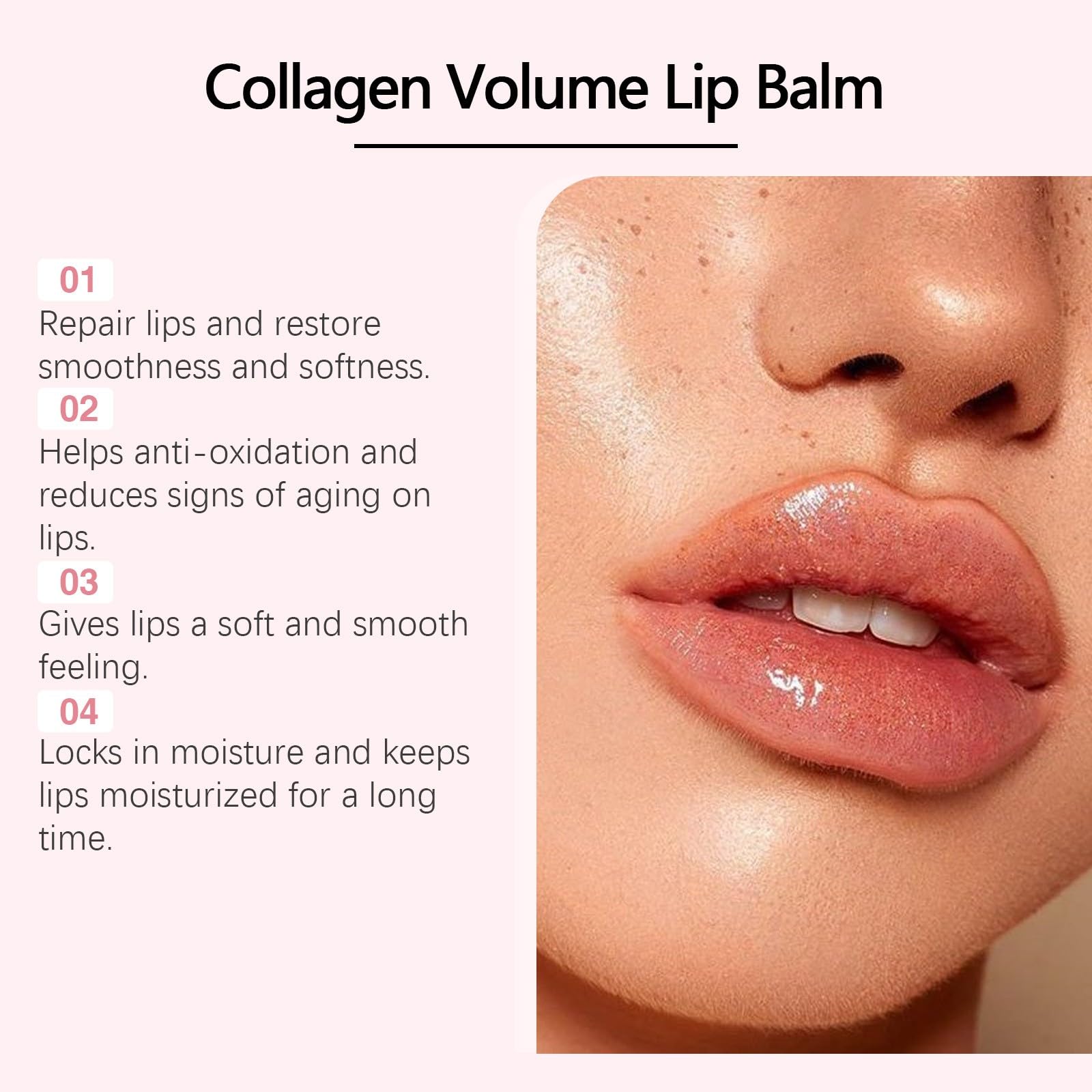 Collagen Peptide Lip Balm for Hydration & Volume - Overnight Lip Sleeping Mask with Moisture Boost, Smoothing & Plumping Effect - Sheer Glossy Finish for Fuller Lips - Perfect for Night Care & Daily Lip Treatment (1pc)