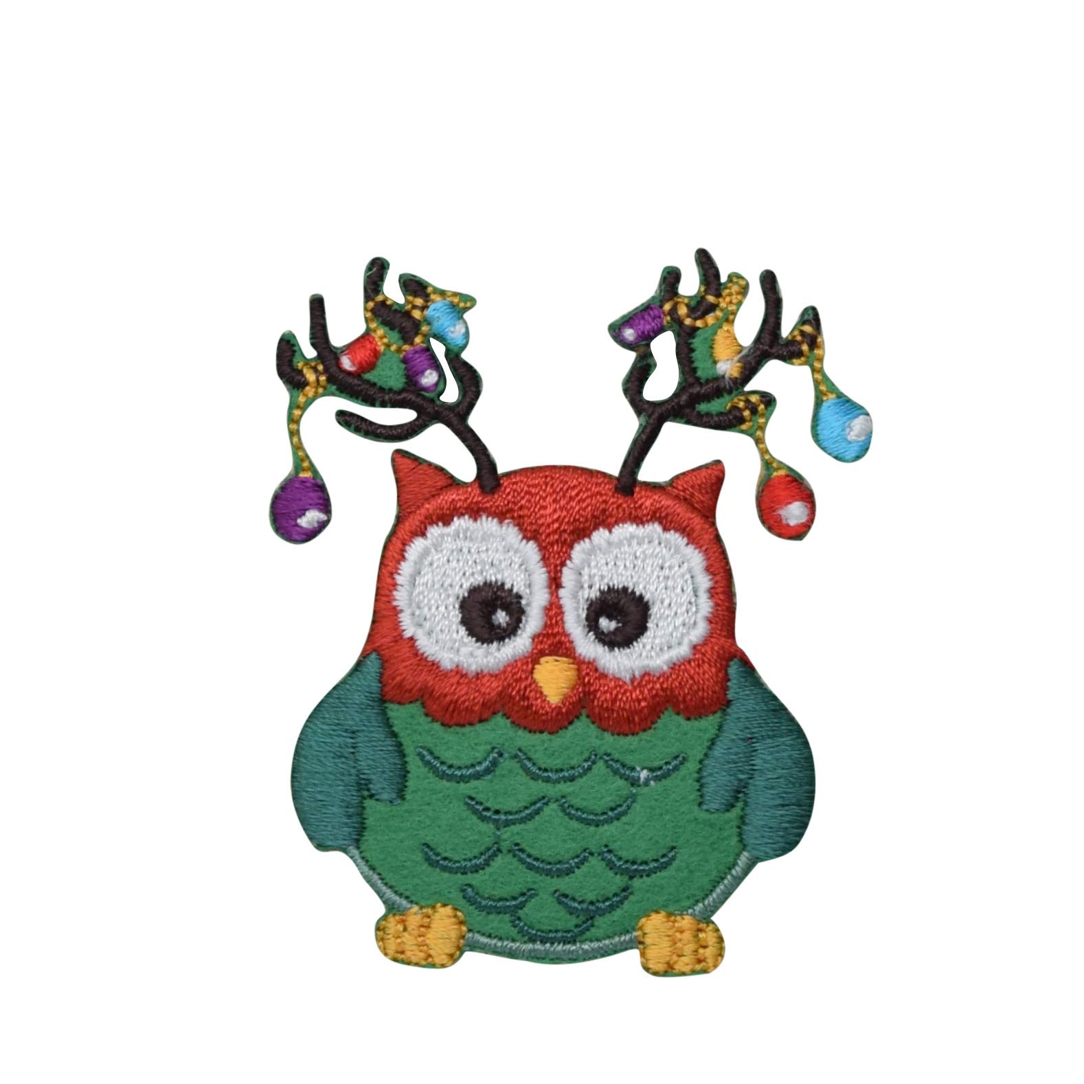 Christmas Owl with Antlers Embroidered Iron-On Patch - Holiday Decor for DIY Crafts, Jackets, Backpacks & Gifts