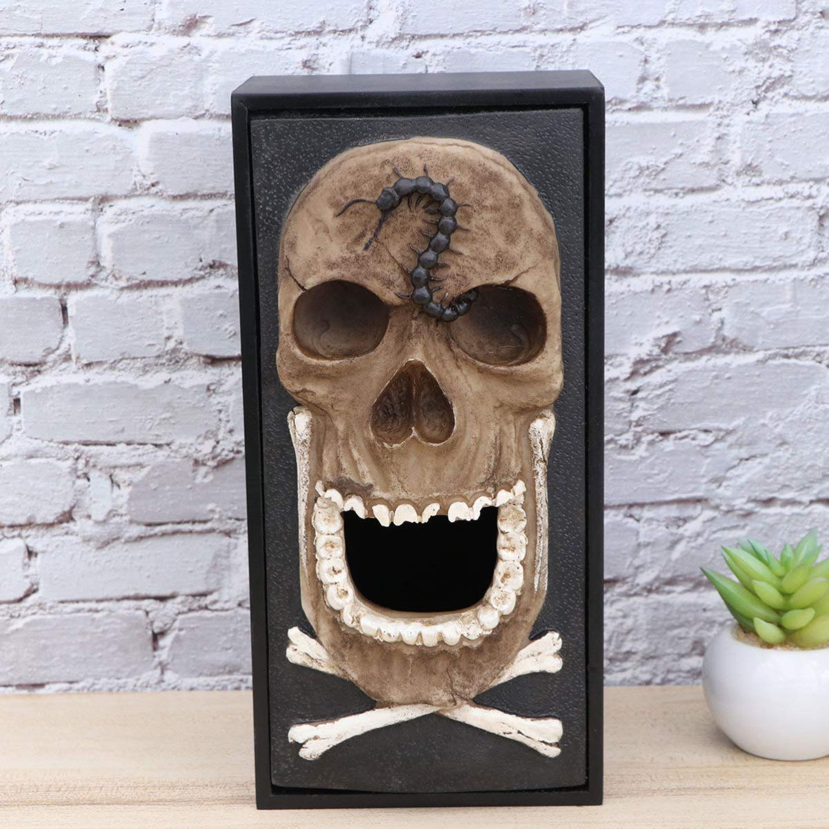 BESPORTBLE Skull Tissue Box Holder - Easter Island Inspired Paper Towel Dispenser for Bathroom & Home Decor - Perfect for Halloween, Gothic, and Themed Party Decorations