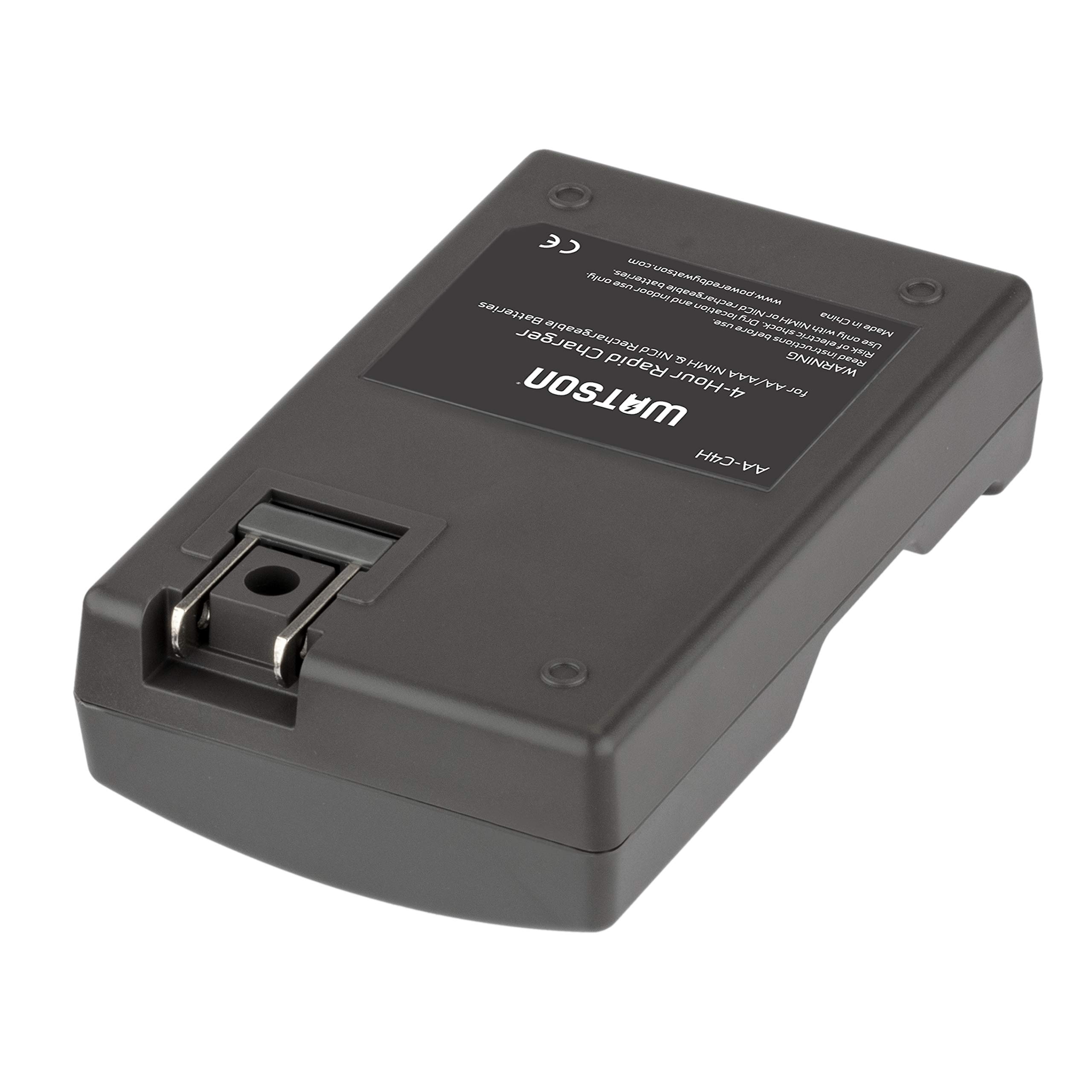 Watson Rapid Charger with 4 AA NiMH Rechargeable Batteries 2500mAh - Fast Charging for Cameras, Flashlights & Gaming Controllers - Perfect for Home, Office & Travel Use