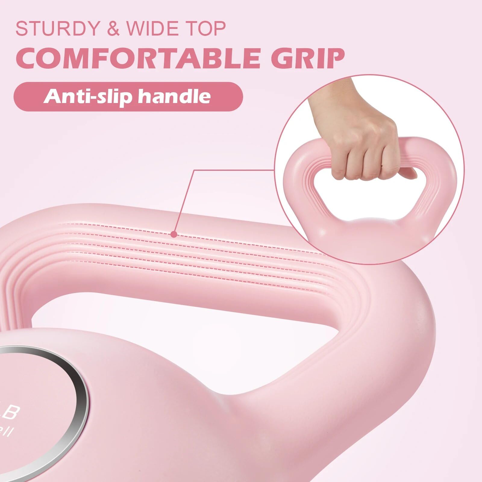 KHTO Pink Kettlebells Set for Strength Training - Home Gym Dumbbell Weights for Women & Men | Perfect for CrossFit, HIIT Workouts & Functional Fitness