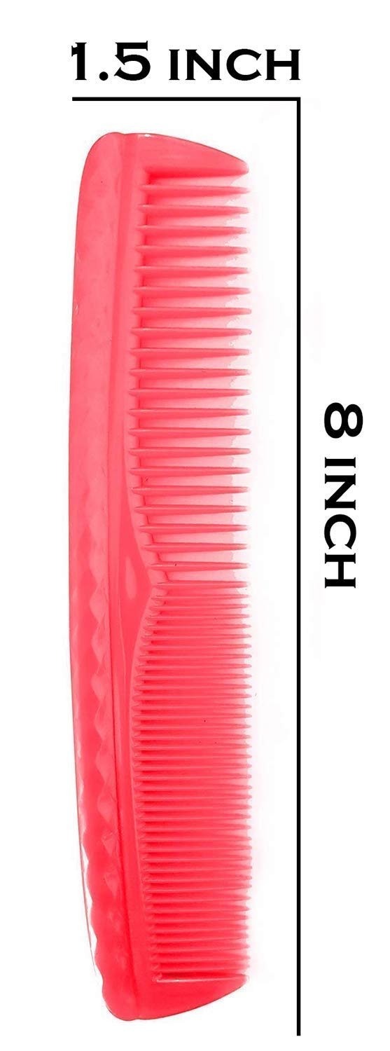 SIYAA Hair Comb Set with Mirror - 6 Pack Styling Comb for Women & Girls - Compact Travel Comb for Detangling, Styling & On-the-Go Touch Ups - Perfect for Purse, Gym Bag & Travel Accessories (Red)