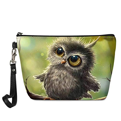 Funny Owl Print Makeup Bag Organizer - Lightweight Hanging Travel Cosmetic Bag with Zipper for Girls & Kids | Perfect for Toiletries, Travel, School & Daily Purse Organization