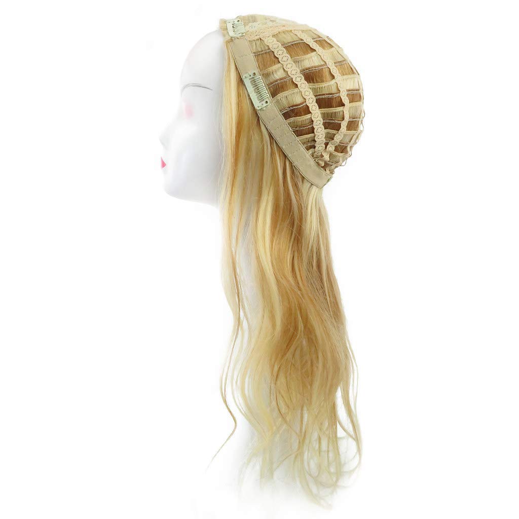 18 Inch 20# Sunkissed Blonde 180g Human Hair Clip-In Extensions - Natural Wavy Half Wig for Women | Long Thick Real Human Hair for Daily Styling, Parties & Special Occasions