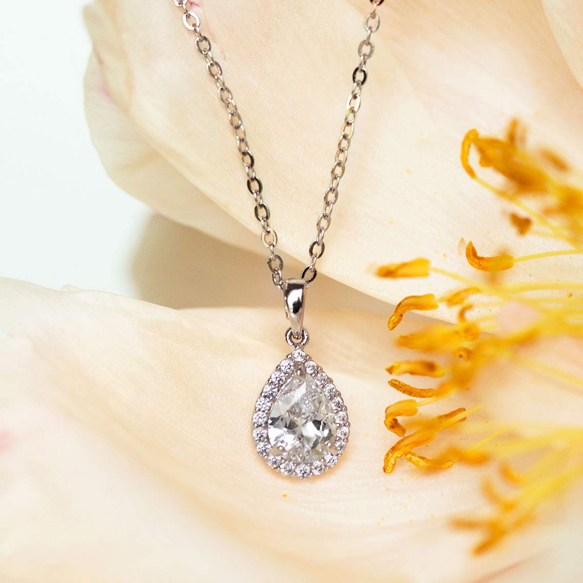 A+O Bridesmaid Earrings: Teardrop Cubic Zirconia Crystal Dangle Earrings in Silver, Gold, Rose Gold - Perfect for Weddings, Parties, and Special Occasions