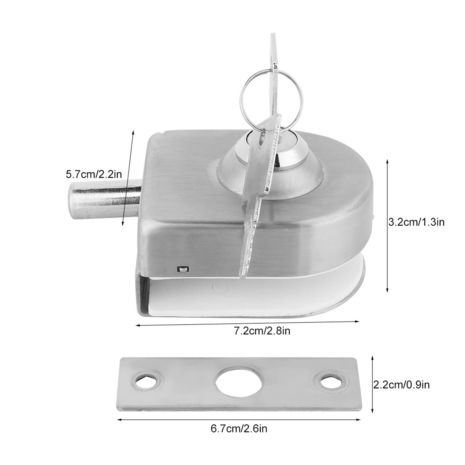 10mm-12mm Glass Door Deadbolt Lock with Key - Secure Push/Swing/Sliding Doors for Office, Bathroom, Toilet & Shop | Access Control Solution for Commercial & Residential Spaces
