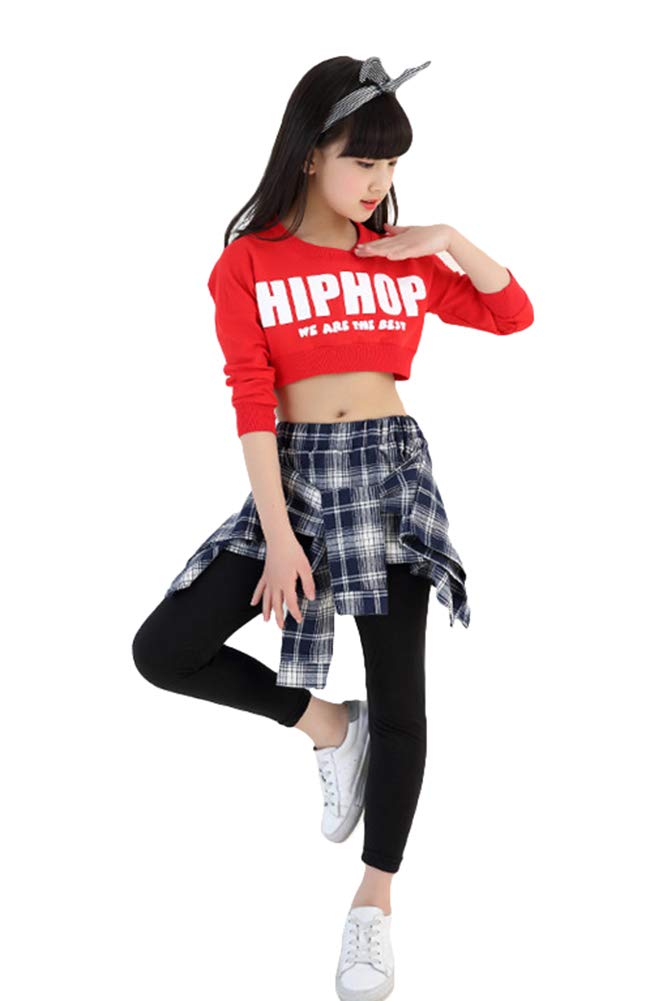 LOLANTA Girls Hip Hop Dance Costume Set - Jazz Outfit with Cropped Top & Culotte Skirt Pants for Street Dance, Performance, and Party Wear