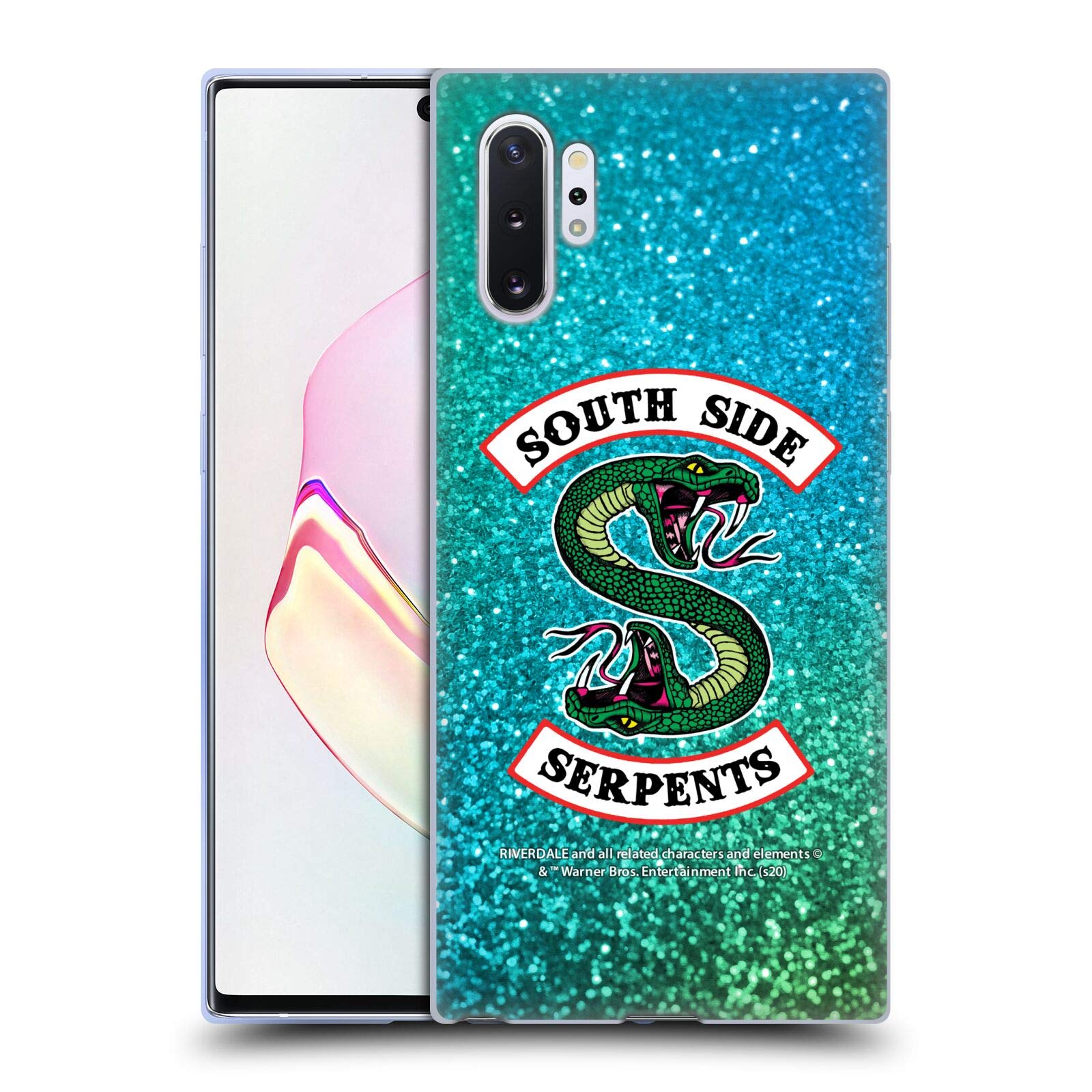 Riverdale South Side Serpents Glitter Print Logo Soft Gel Case for Samsung Galaxy Note10+ – Officially Licensed by Head Case Designs, Perfect for Show Fans & Daily Protection