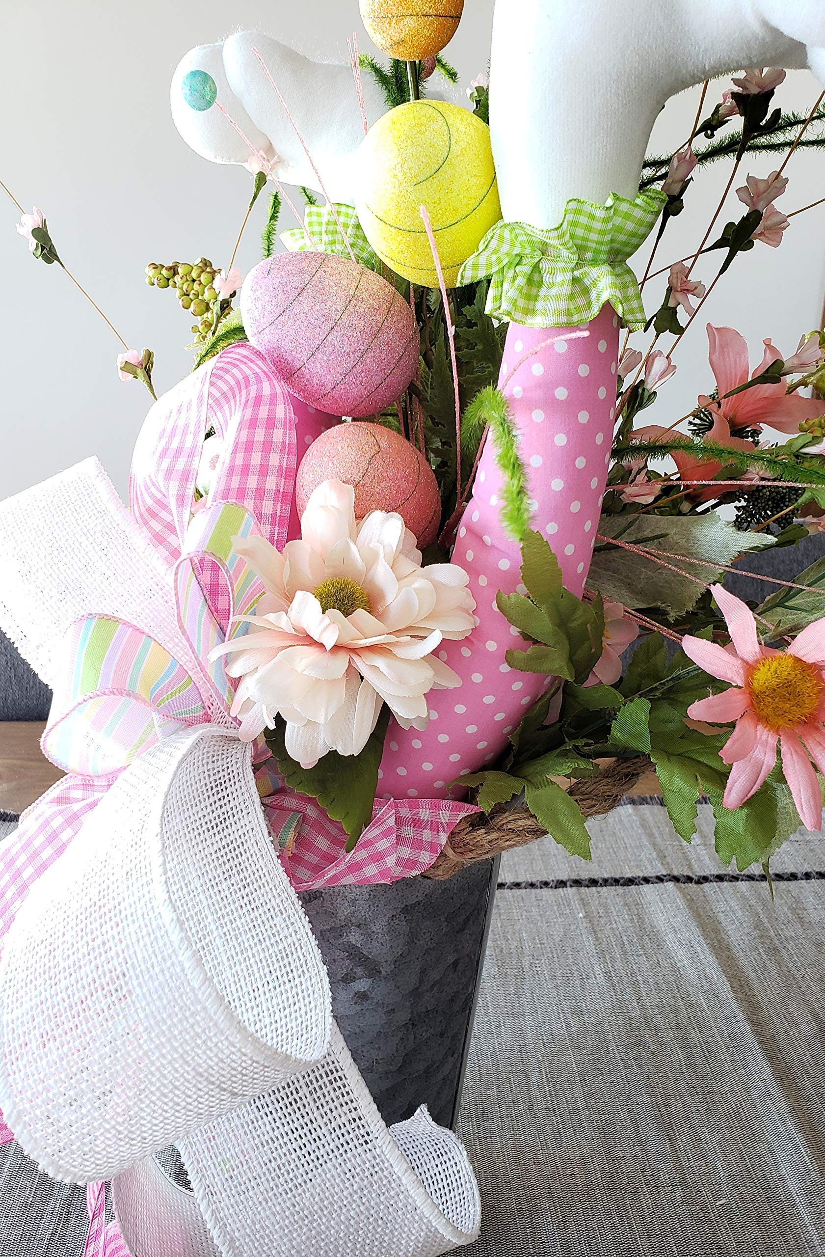 Easter Bunny Legs Centerpiece - Spring Floral Arrangement for Table Decor, Easter & Spring Home Decorations - Perfect for Holiday Parties, Dining Table Centerpieces, and Seasonal Home Styling