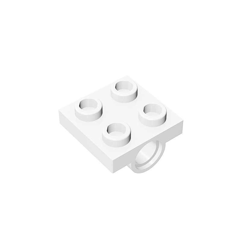 Gobricks GDS-848 2x2 Plate with Pin Hole - Compatible with Lego 10247, 2444 & Major Brick Brands - 20pcs White Building Blocks for DIY, MOC & Technic Projects - Perfect for Model Construction & Creative Play