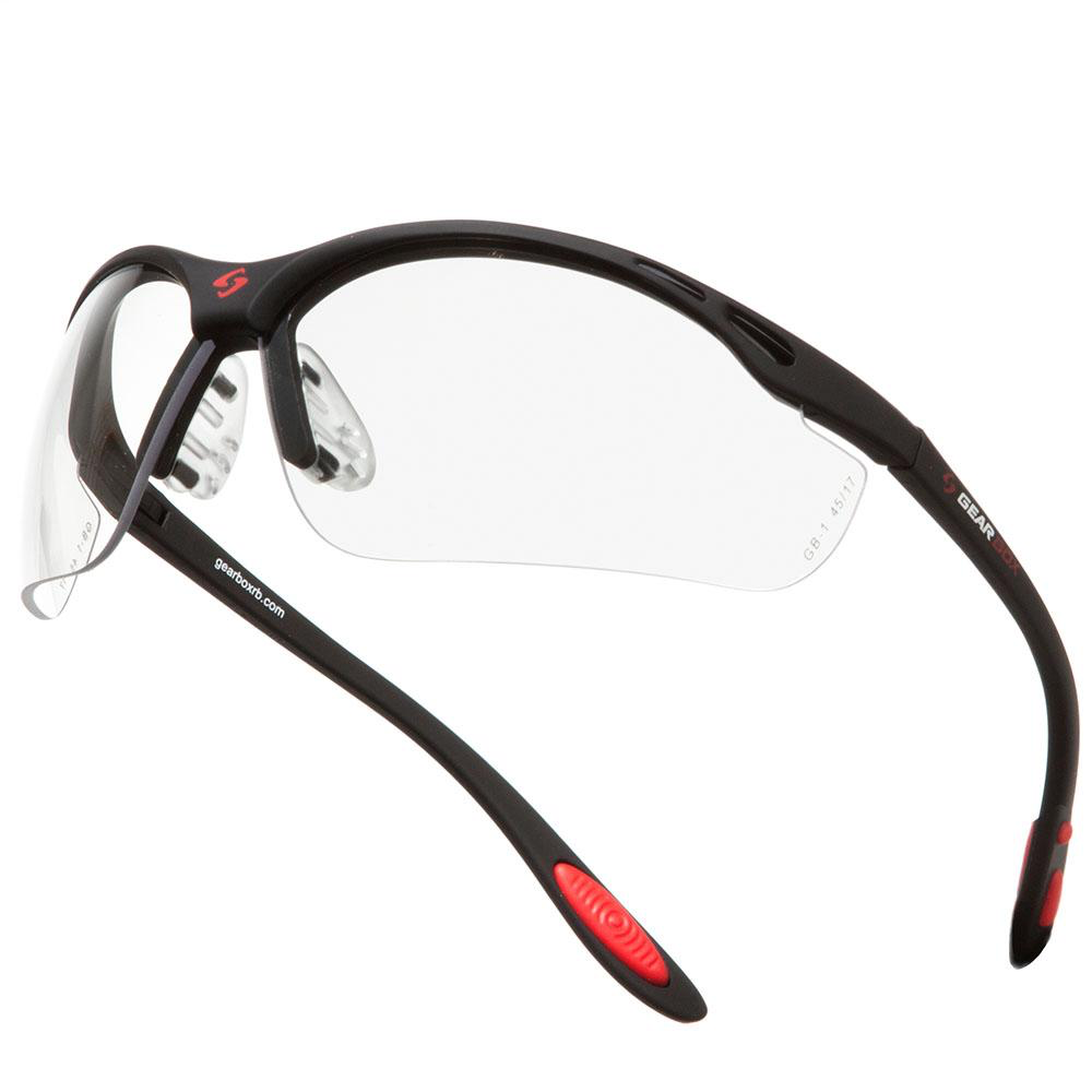 GearBox Vision Clear Lens Black Frame Sunglasses - UV Protection, Lightweight & Stylish for Outdoor Sports, Driving & Daily Wear