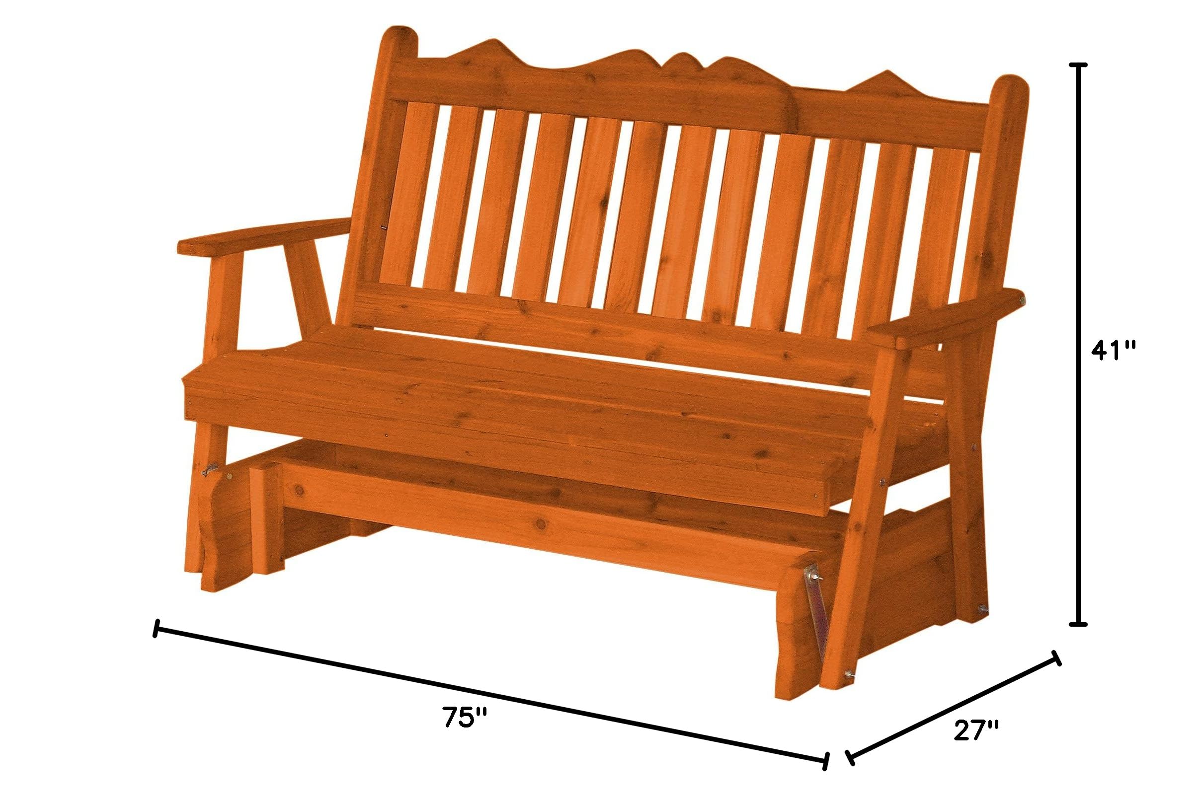 Royal English Glider Rocking Chair 6ft Pine Wood with Redwood Stain - Furniture Barn USA - Perfect for Nursery, Porch & Relaxation