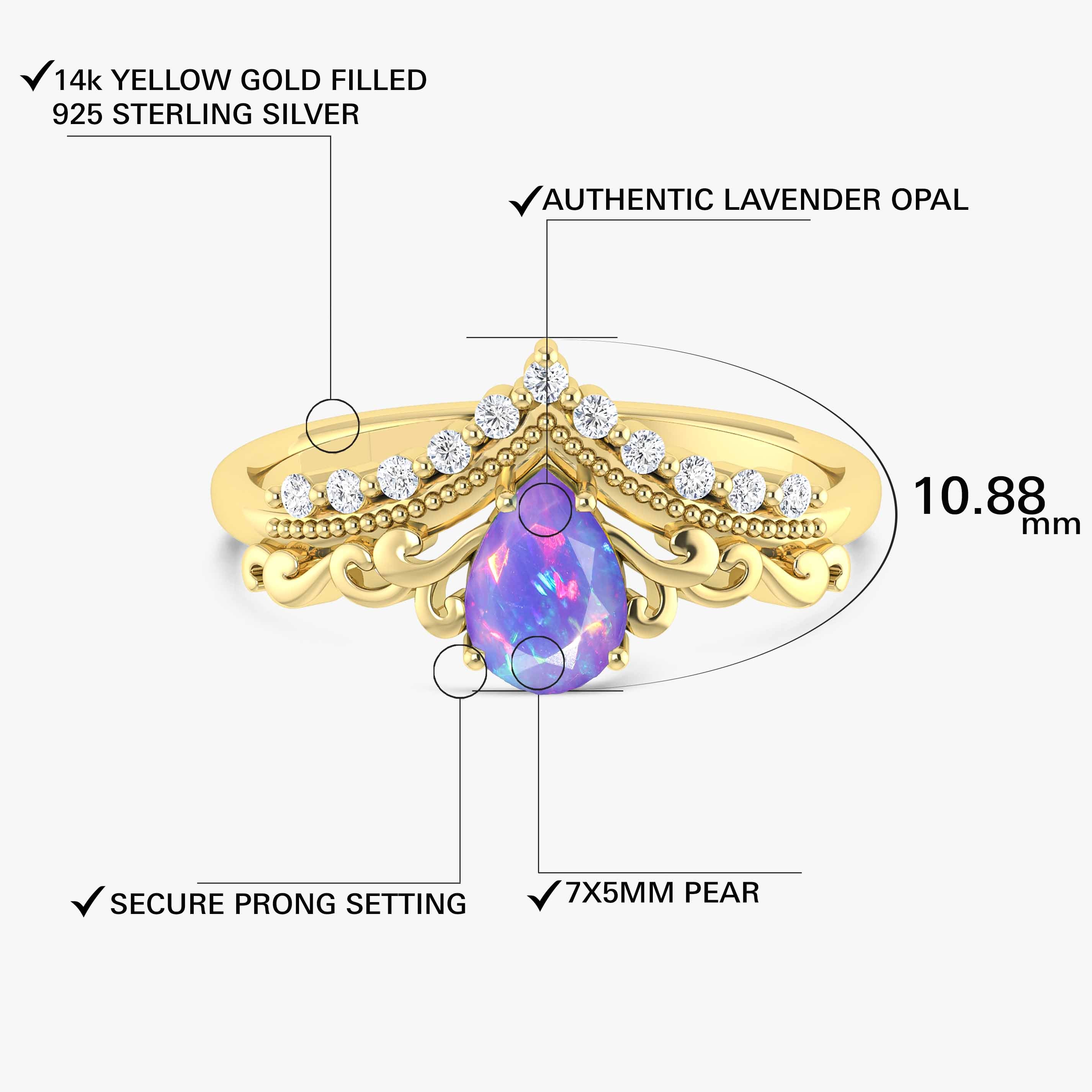 Lavender Ethiopian Opal Gemstone Crown Style Ring – Elegant Handmade Jewelry for Women, Perfect for Weddings, Parties & Special Occasions