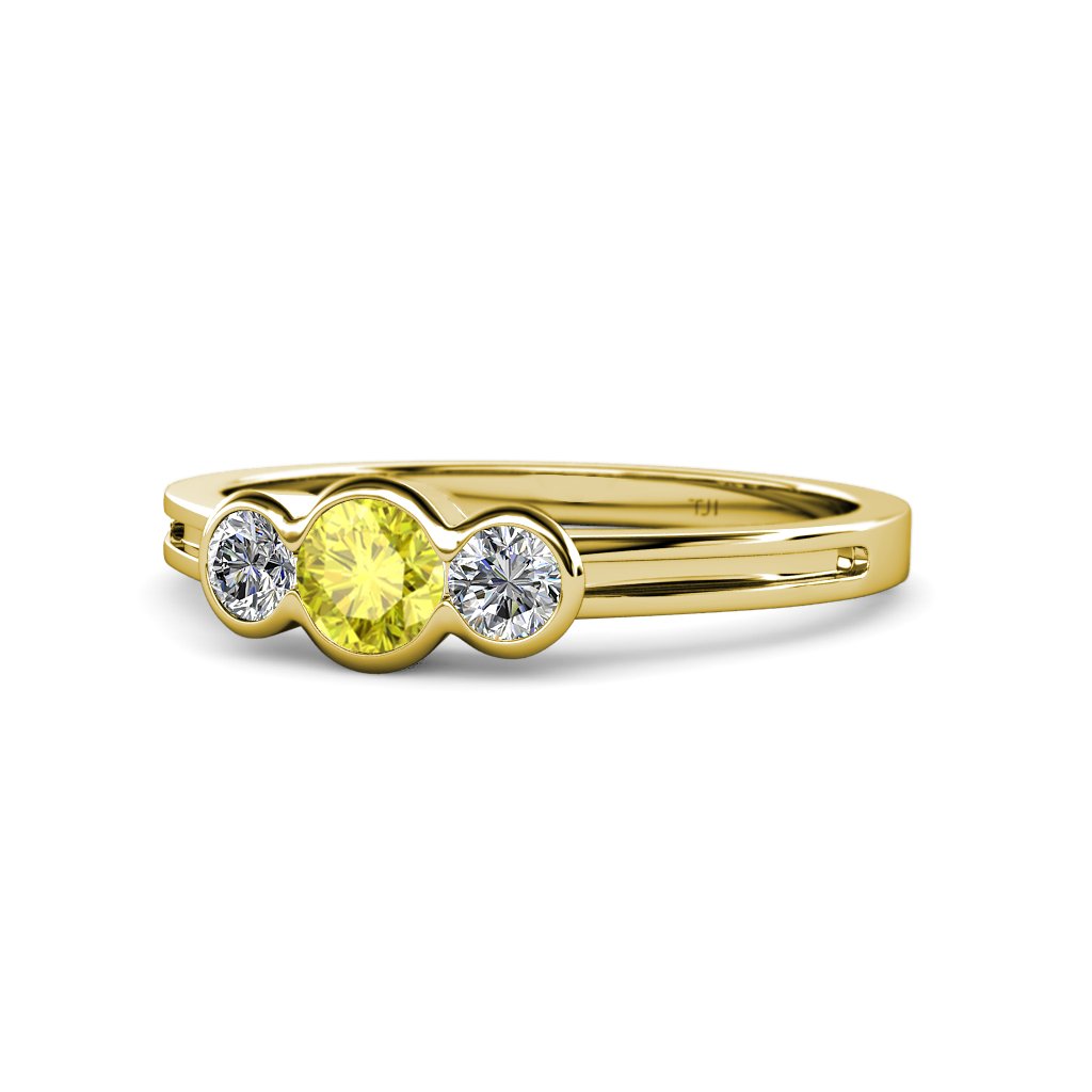 0.49ct Yellow & White Diamond Ring in 14K Gold for Engagement
