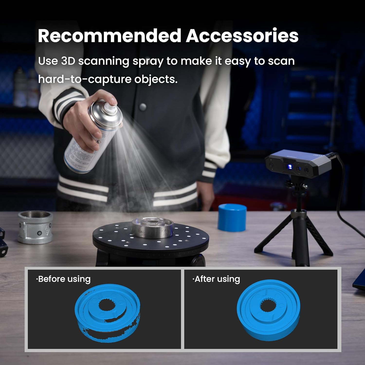 Revopoint MINI 2 Handheld 3D Scanner for 3D Printing - High Precision 0.02mm, Industrial Blue Light Technology, Full Color Scanning for Dental, Jewelry & Small Objects - Perfect for 3D Modeling, Reverse Engineering & DIY Projects