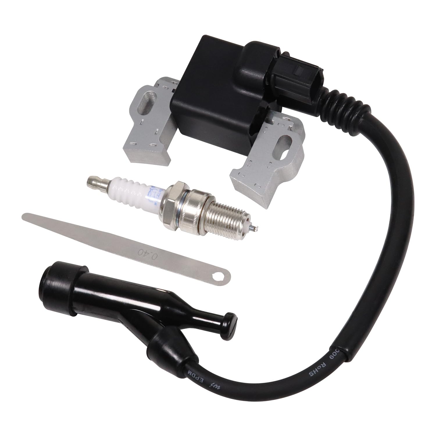 Honda GX390 GX340 Ignition Coil 30500-Z5T-003 4-Pin Connector Replacement - Compatible with 30500-Z5R-003 & 30500Z5T003 - Includes Spark Plug & 0.4 Feeler Gauge - Perfect for Small Engine Repair, Lawn Mowers, Generators & Power Equipment