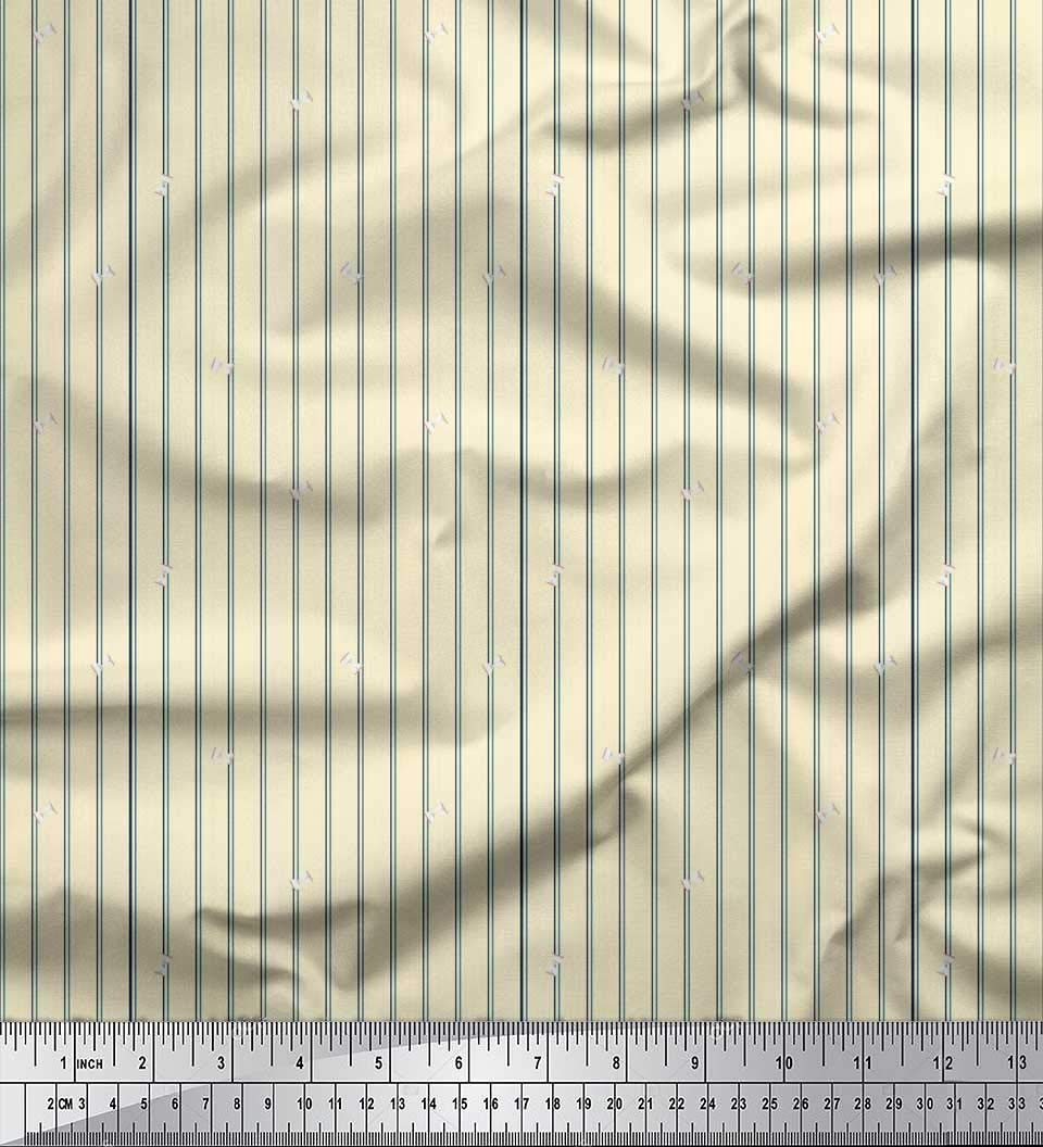 Soimoi Cotton Jersey White Fabric by The Yard - 58 Inch Wide Sand Timer & Stripe Shirting - Premium Printed Fabric for DIY Dresses, Shirts & Home Decor Projects