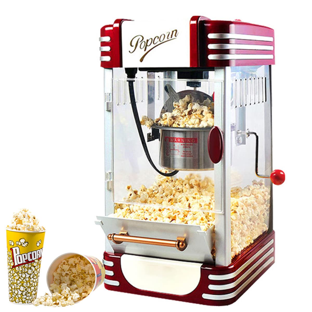 **Healthy Hot Air Oil-Free Popcorn Maker Machine for Home - Antique Countertop Style with Panoramic Window - Perfect for Movie Nights, Parties & Family Snacks**