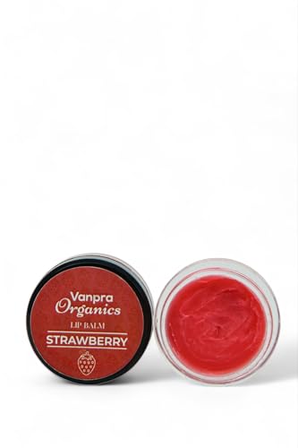 Vanpra Organics Lip Balm with Castor Oil & Vitamin E - Moisturizing Lip Care for Dry, Chapped Lips - Men & Women - Strawberry Flavor - Perfect for Winter, Travel & Daily Hydration