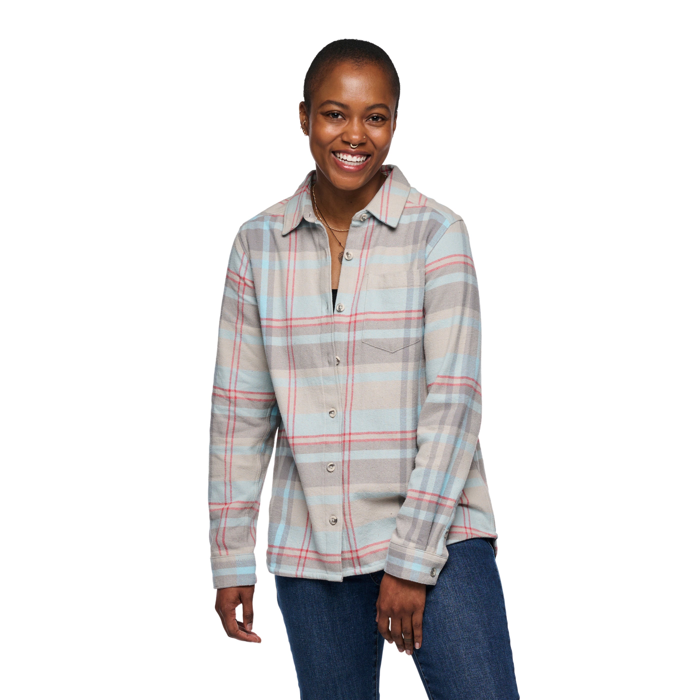 Women's Soft & Cozy Flannel Shirt - Warm Plaid Button-Up Top for Casual Outfits & Fall Layering
