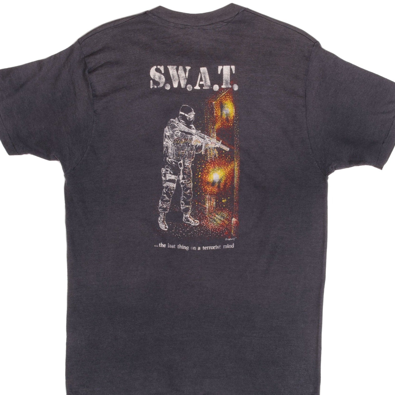 Vintage 1990s SWAT Graphic Tee Shirt - Small Size, 100% Cotton, Made in USA - Perfect for Retro Streetwear & Casual Outfits