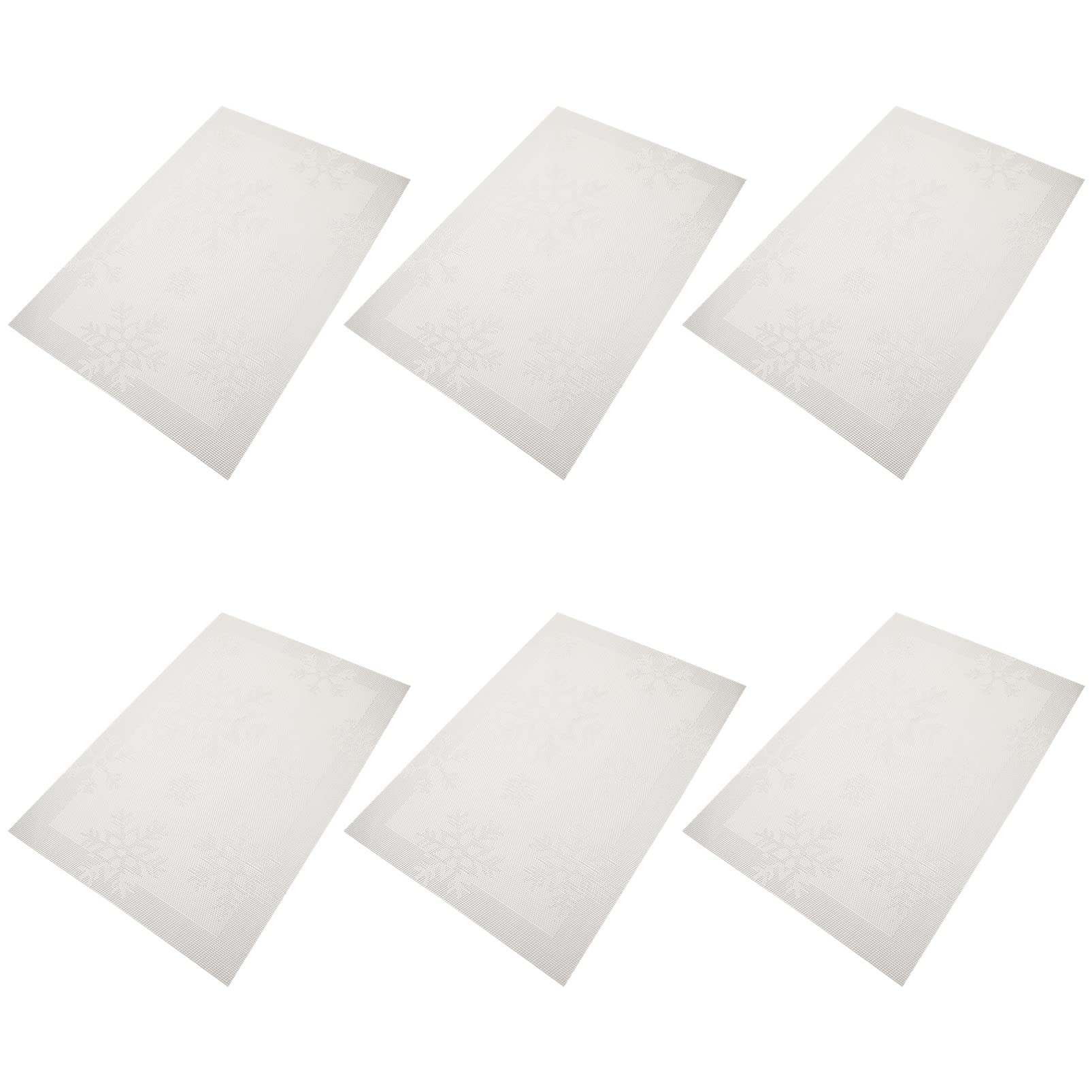 DOITOOL 6-Piece Christmas Dining Placemats Set - Heat-Resistant Snowflake Coasters & Cup Mats for Holiday Table Decor - Perfect for Kitchens, Dining Rooms & Christmas Party Settings