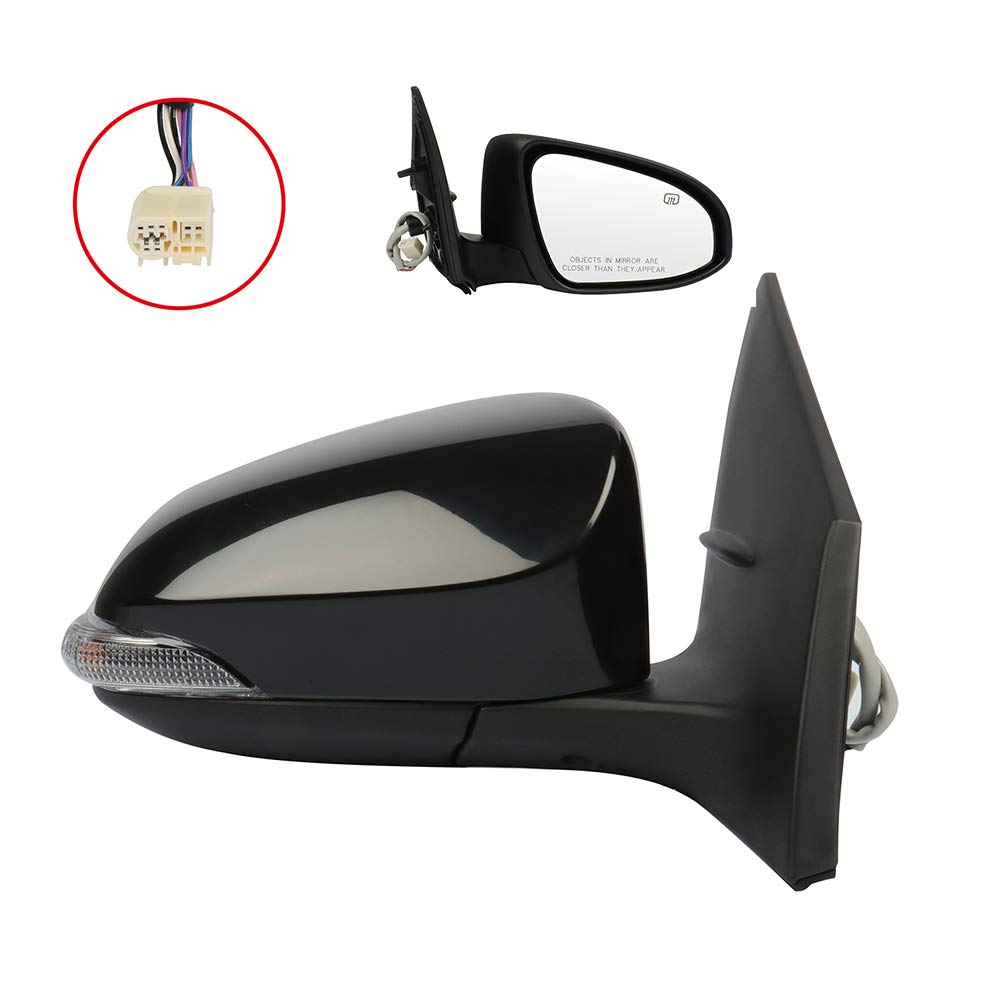CCiyu Power Heated Manual Folding Right Side Mirror for 2014 Toyota Corolla - Exterior Passenger Mirror with Turn Signal & Adjustable Glass - Perfect for Winter Driving & Enhanced Safety
