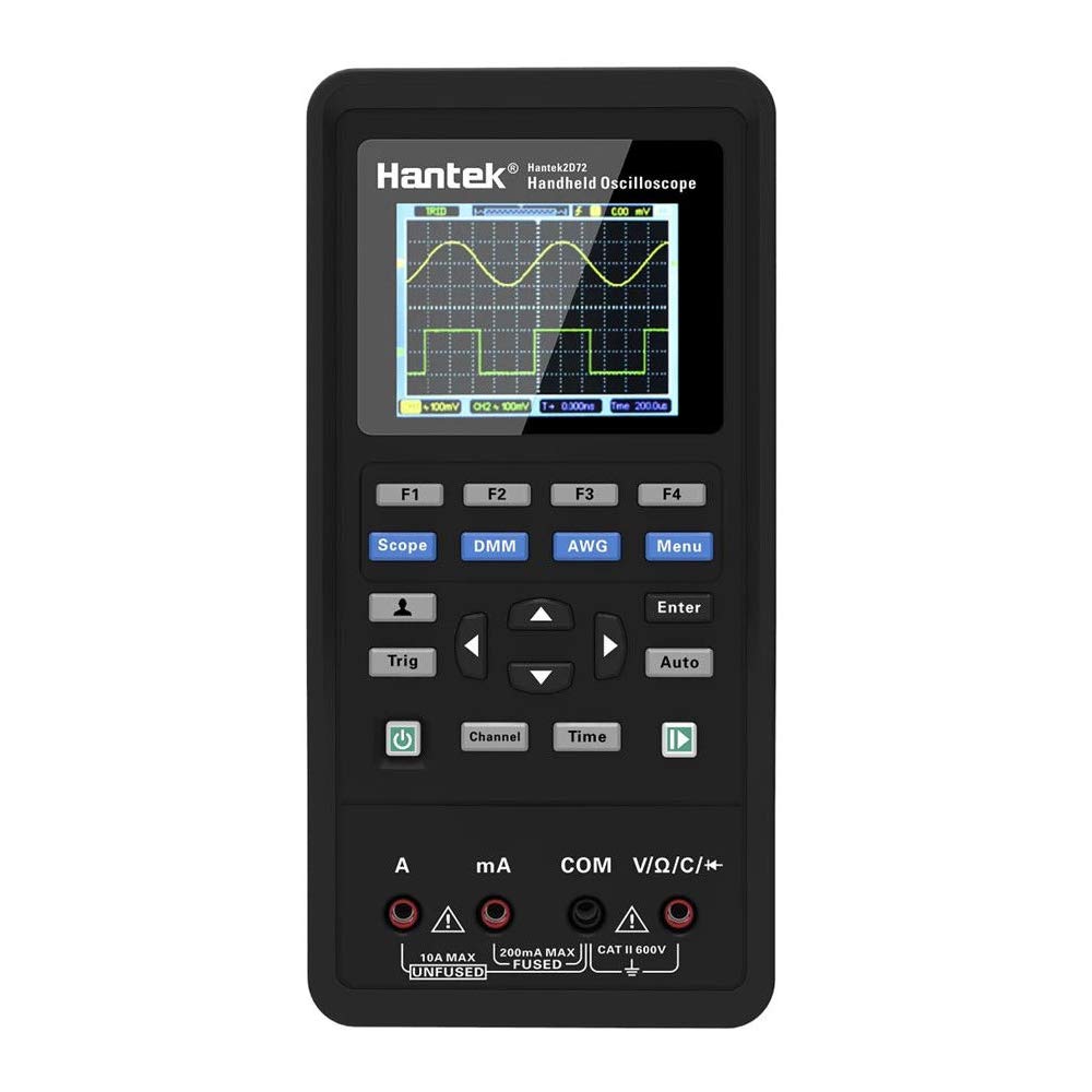 Hantek 2D72 3-in-1 Digital Oscilloscope, Waveform Generator & Multimeter - 70MHz 2-Channel, 250MSa/s, USB Portable Multifunction Tester for Electronics Repair, Circuit Testing & Engineering Labs