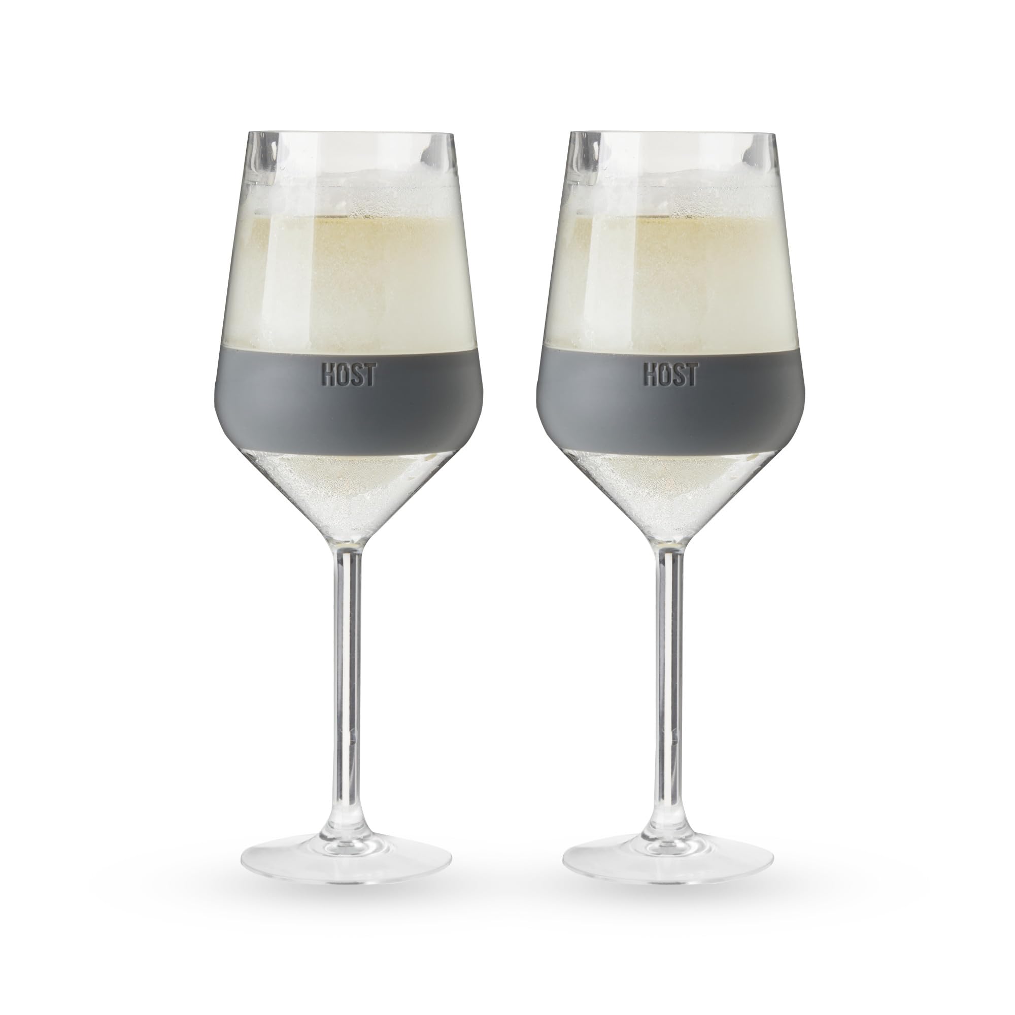 HOST Wine Freeze Stemmed Wine Glasses, 6.5oz Set of 2 Cooling Cups, Mother's Day Gifts for Wife, Mom Birthday Gifts, Women's Gifts, Gray – Perfect for Chilled Wine, Cocktails, and Outdoor Gatherings
