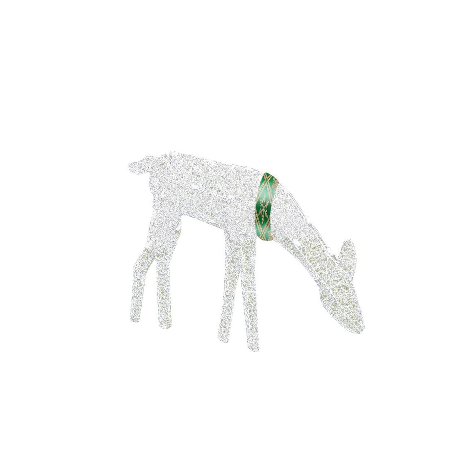 Pre-lit Christmas Reindeer Family Outdoor Decor - Warm White LED Lighted Holiday Deer Yard Decoration Set (White, Fawn) for Christmas Lawn, Garden, Porch & Front Yard Decorations