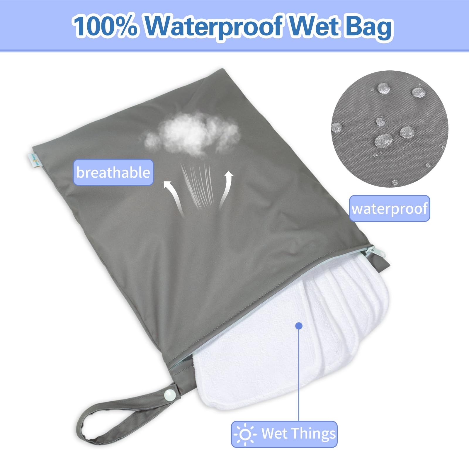 Waterproof Wet Dry Bag for Swimsuits & Diapers - Travel, Beach, Pool Use