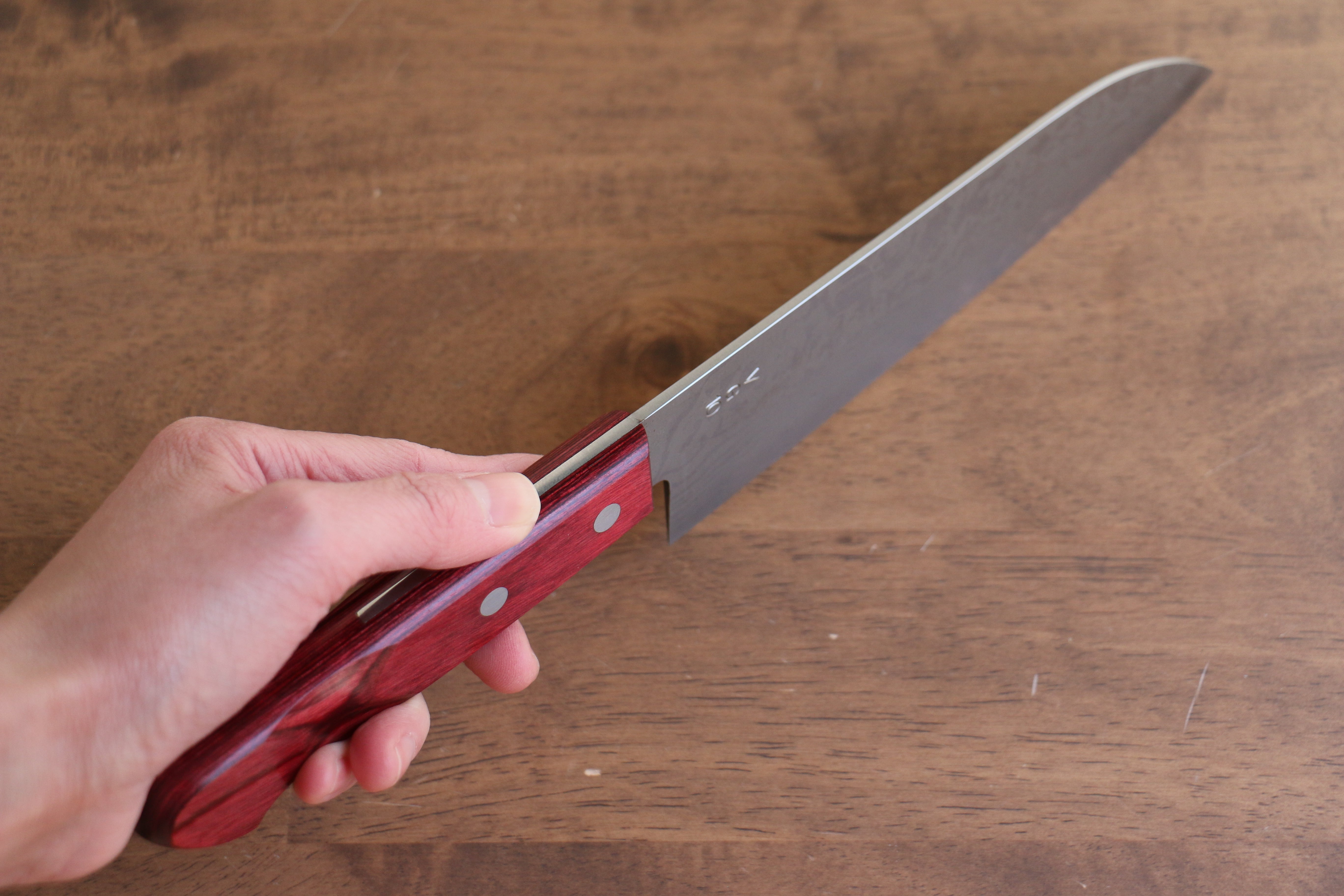 Premium Nao Yamamoto VG10 Damascus Santoku Knife 170mm - Japanese Chef Knife with Red Pakka Wood Handle - Perfect for Slicing, Dicing & Chopping Vegetables, Meat & Fish