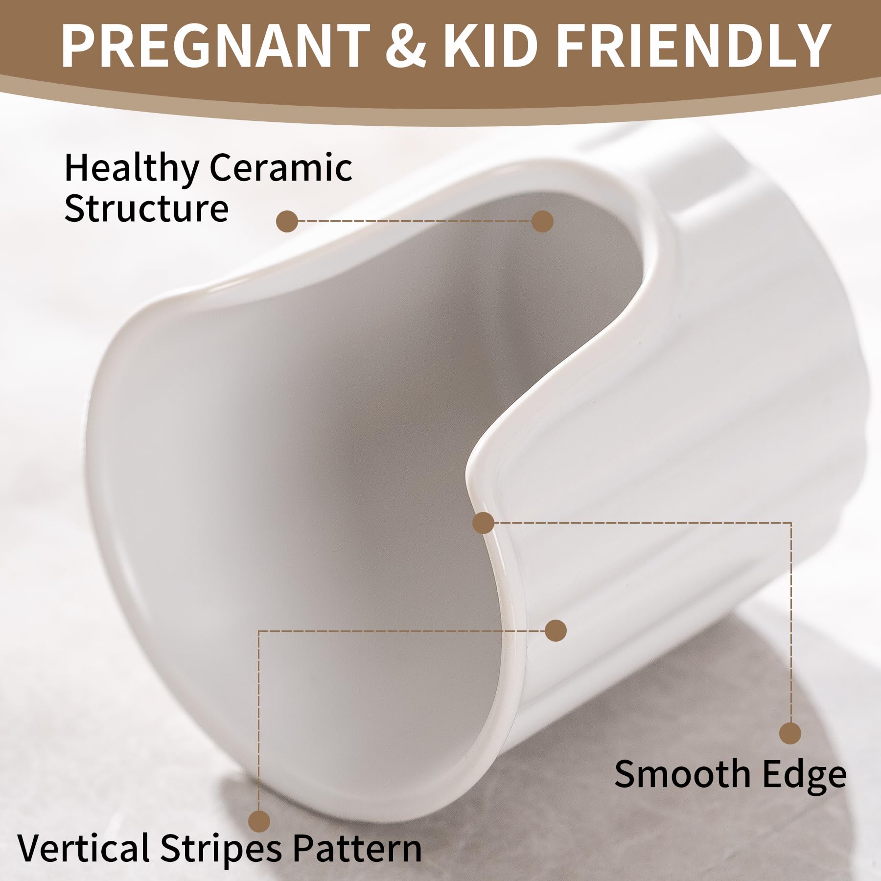 Stylish Vertical Stripes Ceramic Bathroom Cup Dispenser - Holds 3oz Dixie Paper Cups & Mouthwash Cups for Vanity Countertops | Perfect for Guest Bathrooms, Hotels, and Home Use