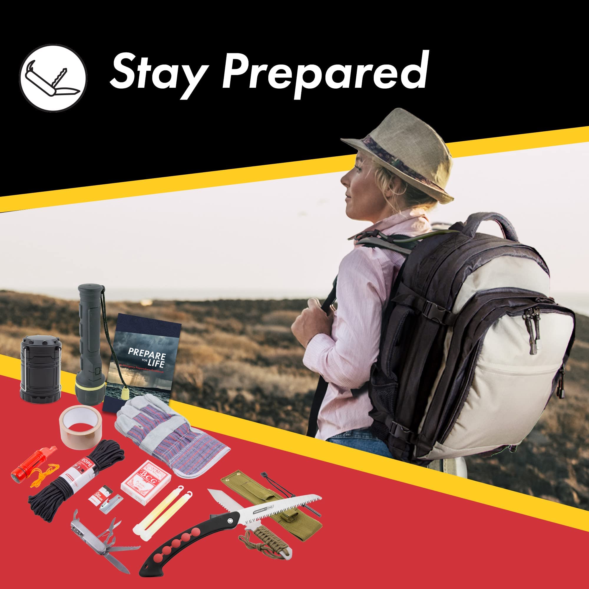 1 Person Bug Out Bag Survival Kit - Premium Emergency Supplies for Outdoor Adventures, Camping & Hiking by Emergency Zone