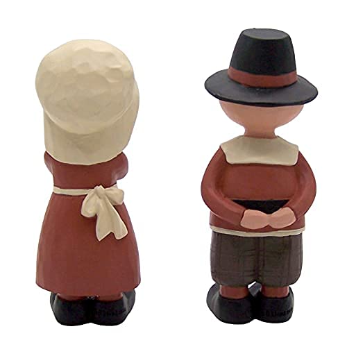 Blossom Bucket 216-13087 Pilgrim Figurines Set of 2 - 6 Inch Thanksgiving Decorations for Home, Table Centerpiece, Fall Holiday Decor
