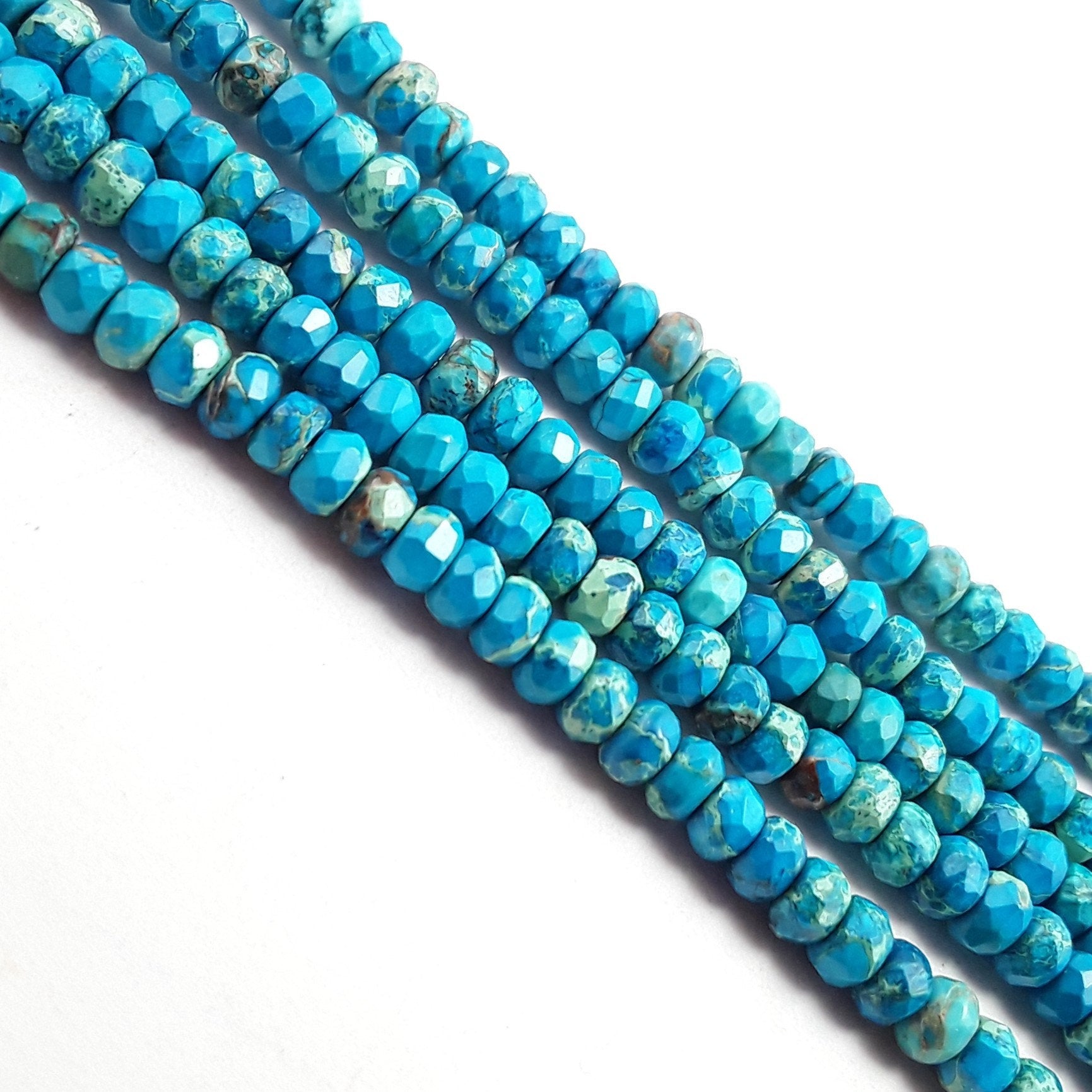 Blue Sea Sediment Jasper Faceted Rondelle Beads 2x4mm 15.5 Inch Strand - Natural Stone Beads for Jewelry Making, DIY Bracelets & Necklaces - Perfect for Boho, Healing Crystal & Spiritual Crafts