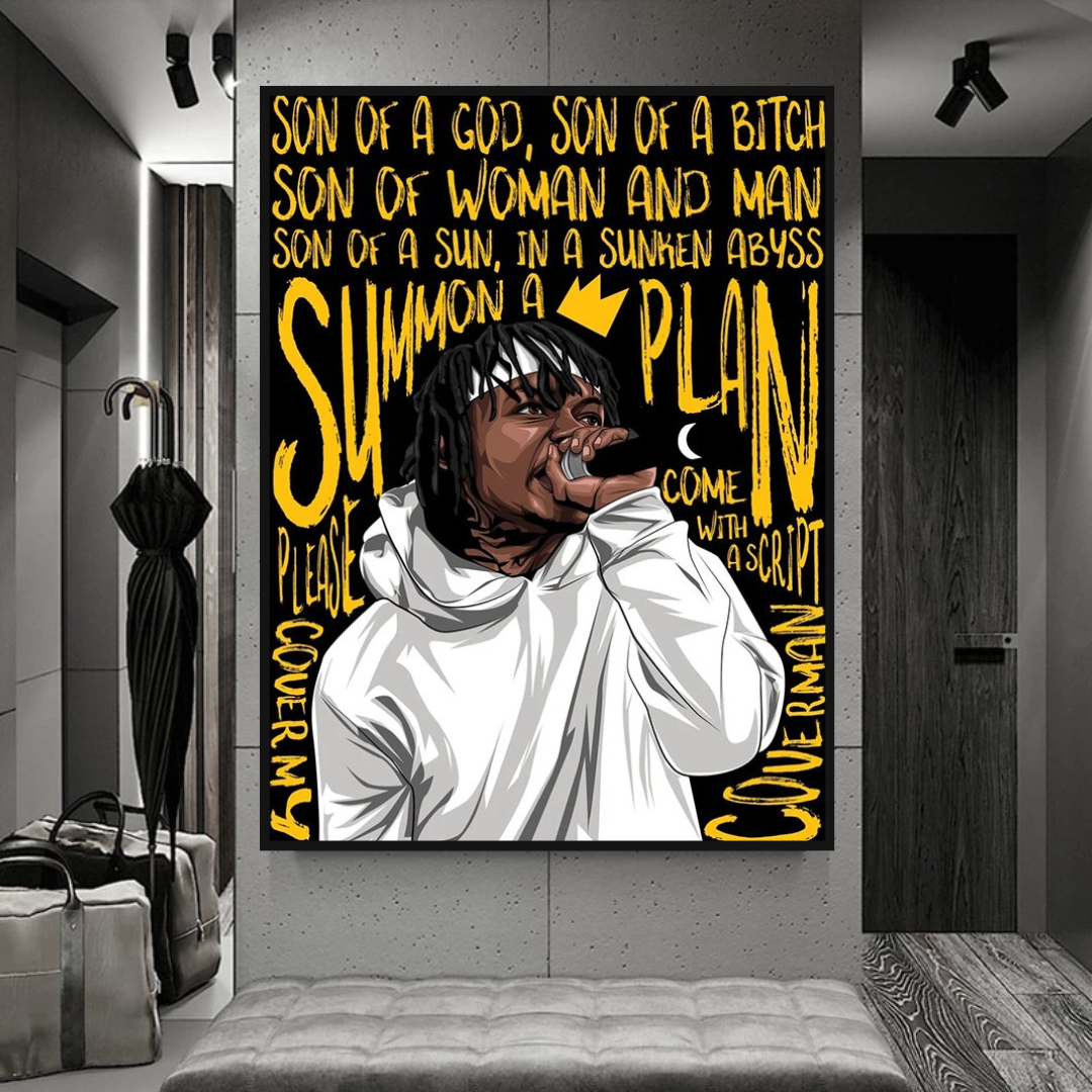 J.I.D Rapper Canvas Wall Art - Famous Hip Hop Artist Painting for Home & Office Decor - Perfect for Music Lovers & Urban Style Interiors