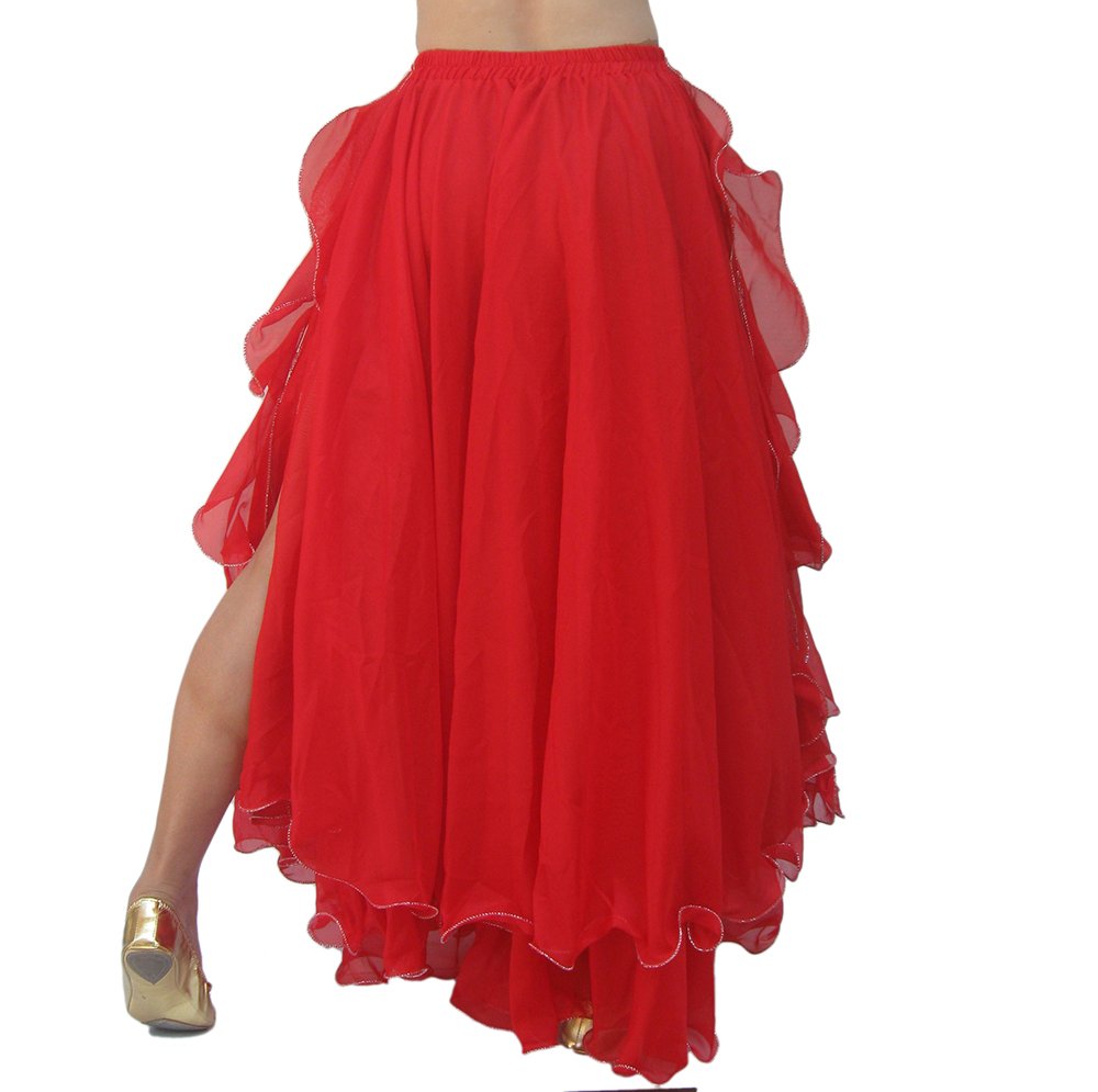 Whitewed Chiffon Long Belly Dance Skirt with Slits - Elegant Bollywood & Gypsy Costume for Performances, Parties & Festivals