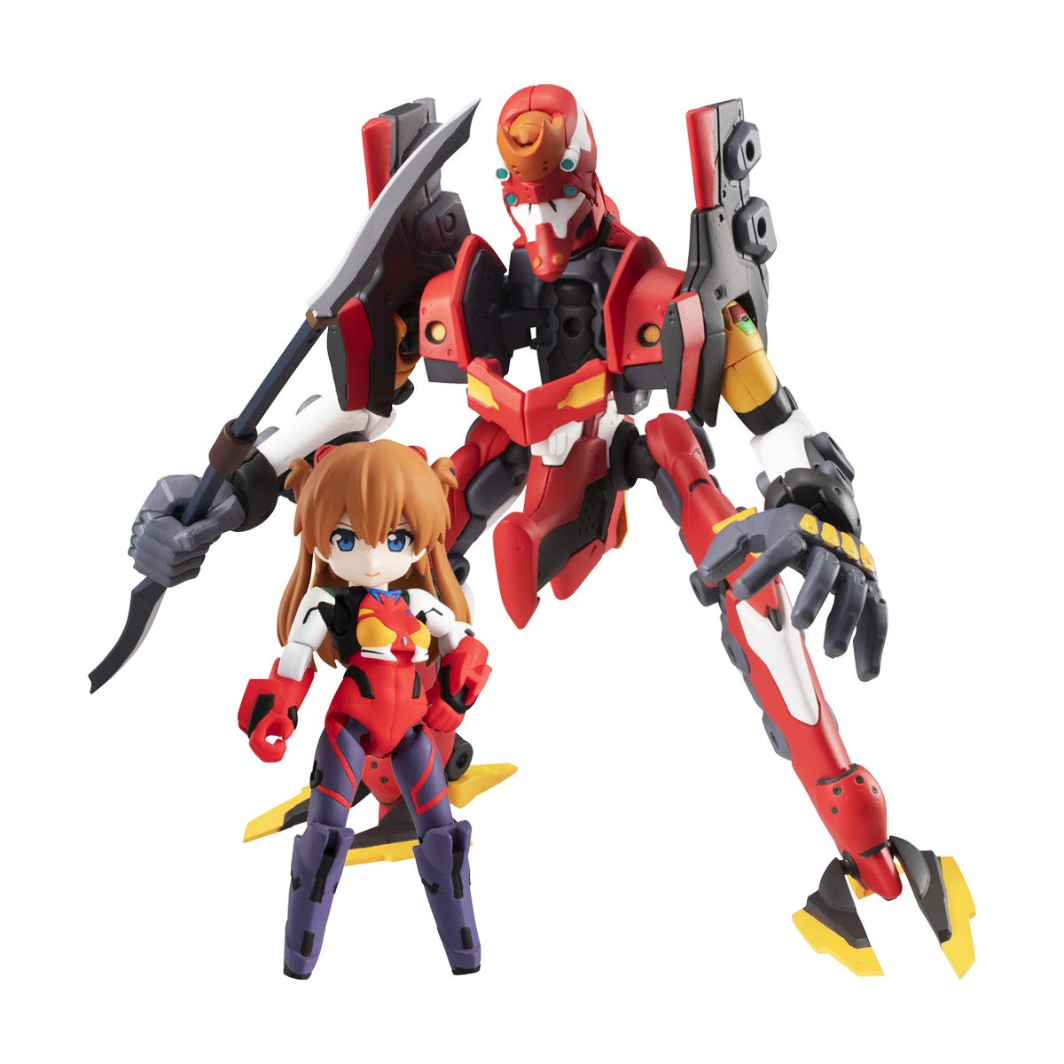 Megahouse Desktop Army Evangelion Movie Shikinami Asuka Langley & Evangelion Unit-02 Action Figure Set - Collectible Anime Model for Display, Gifts & Home Decor